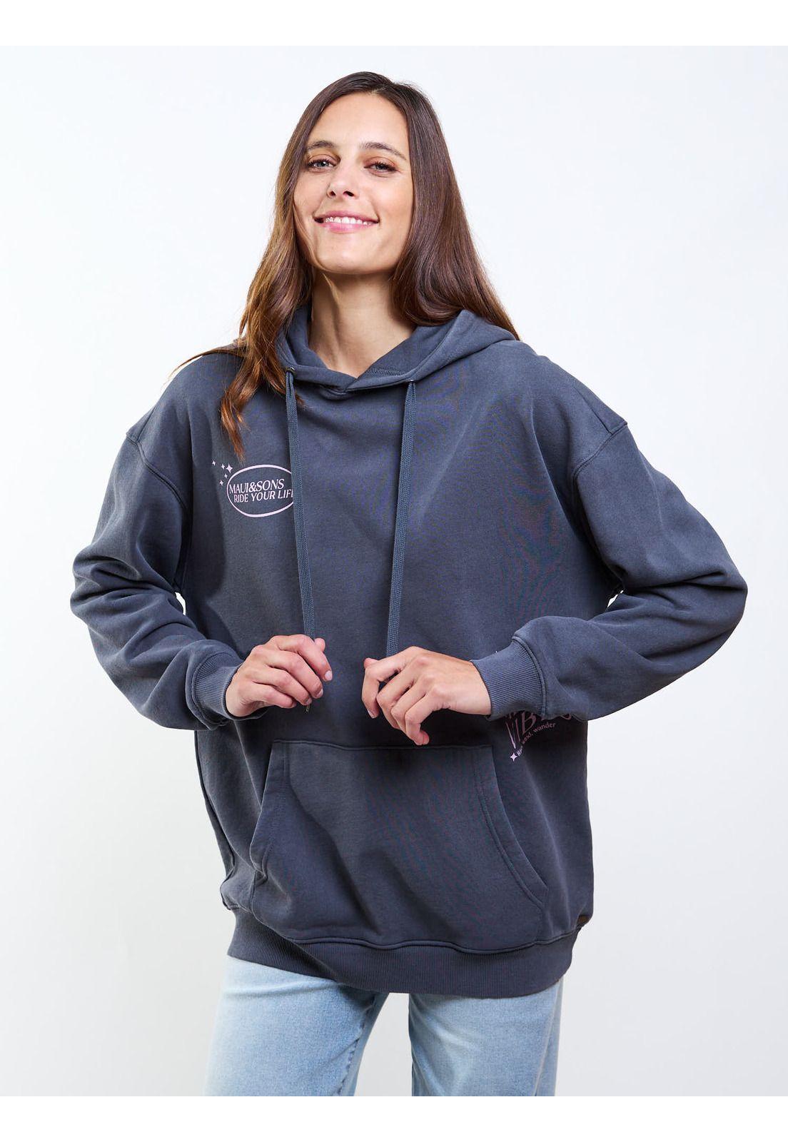 Poleron Canguro Java Gris Mujer Maui And Sons-7