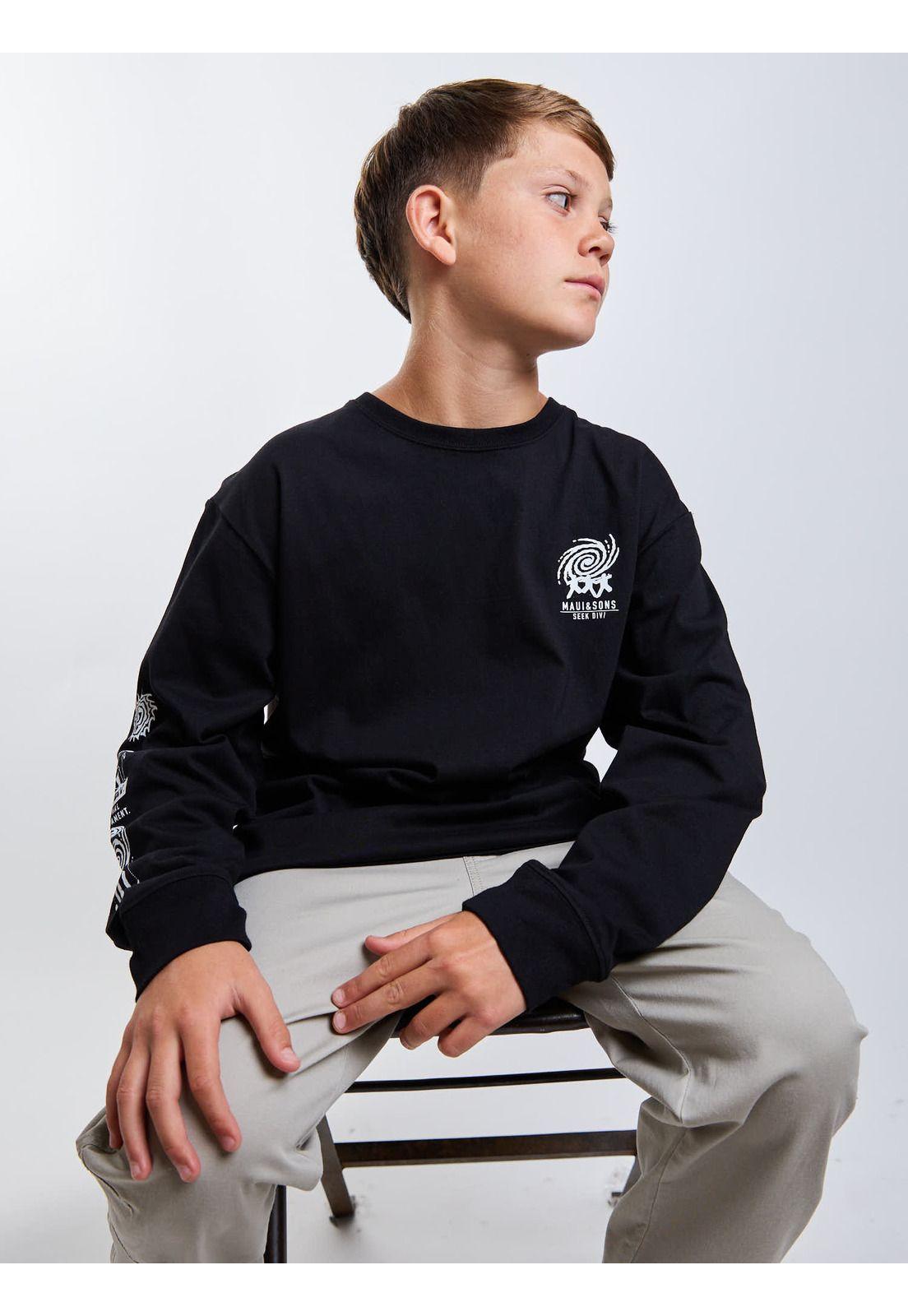 Polera ML Solace Negro Infantil Maui And Sons-5