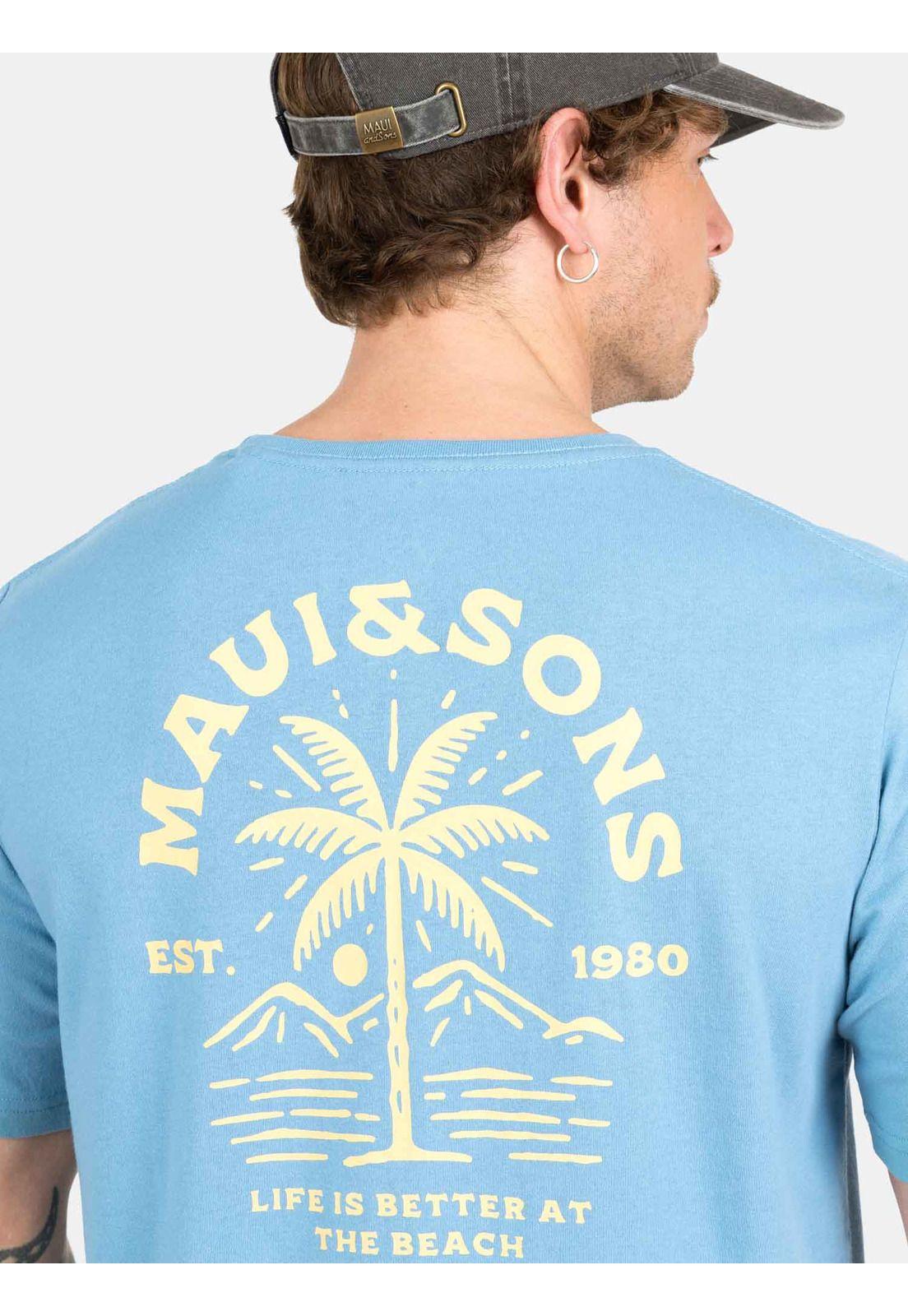 Polera MC Life Is Better Celeste Hombre Maui And Sons-2
