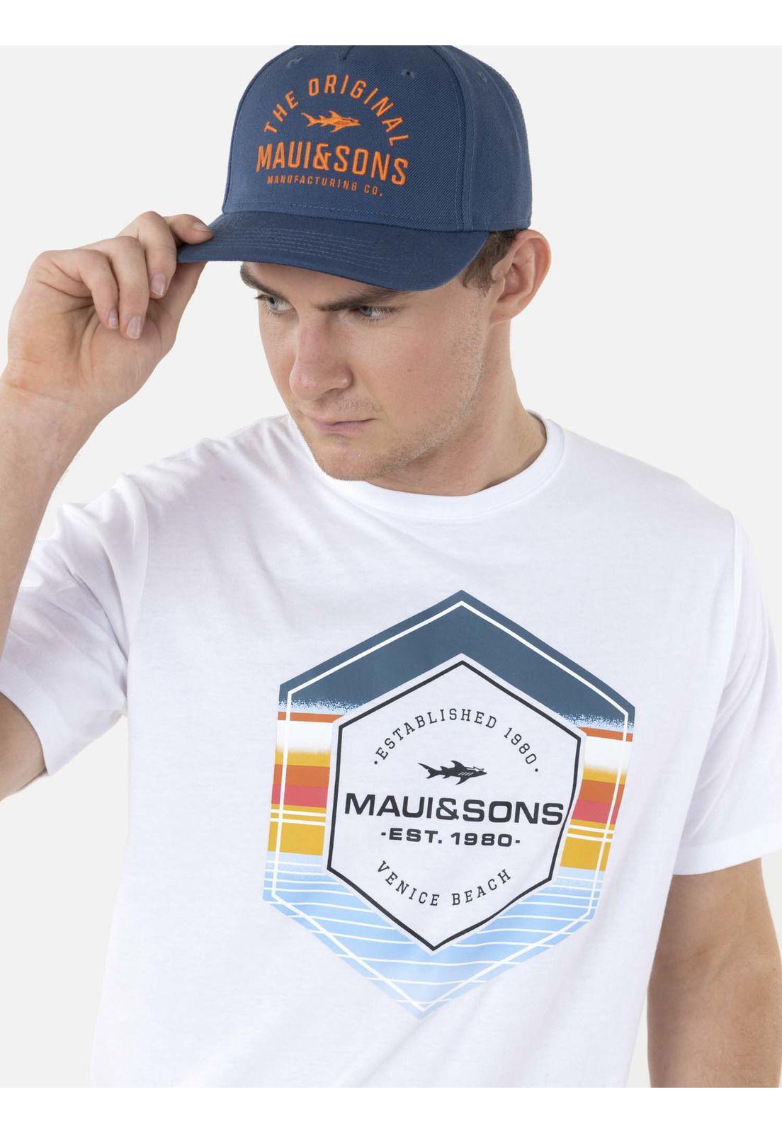 Polera GEOMETRIC SUNSET Hombre Blanco Maui and Sons-2