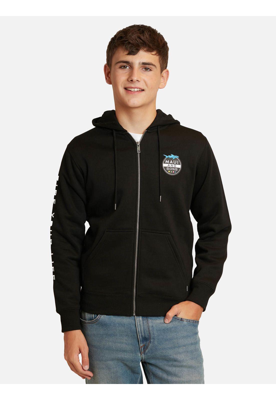 Poleron Pull Over Shark Negro Juvenil Maui And Sons-0