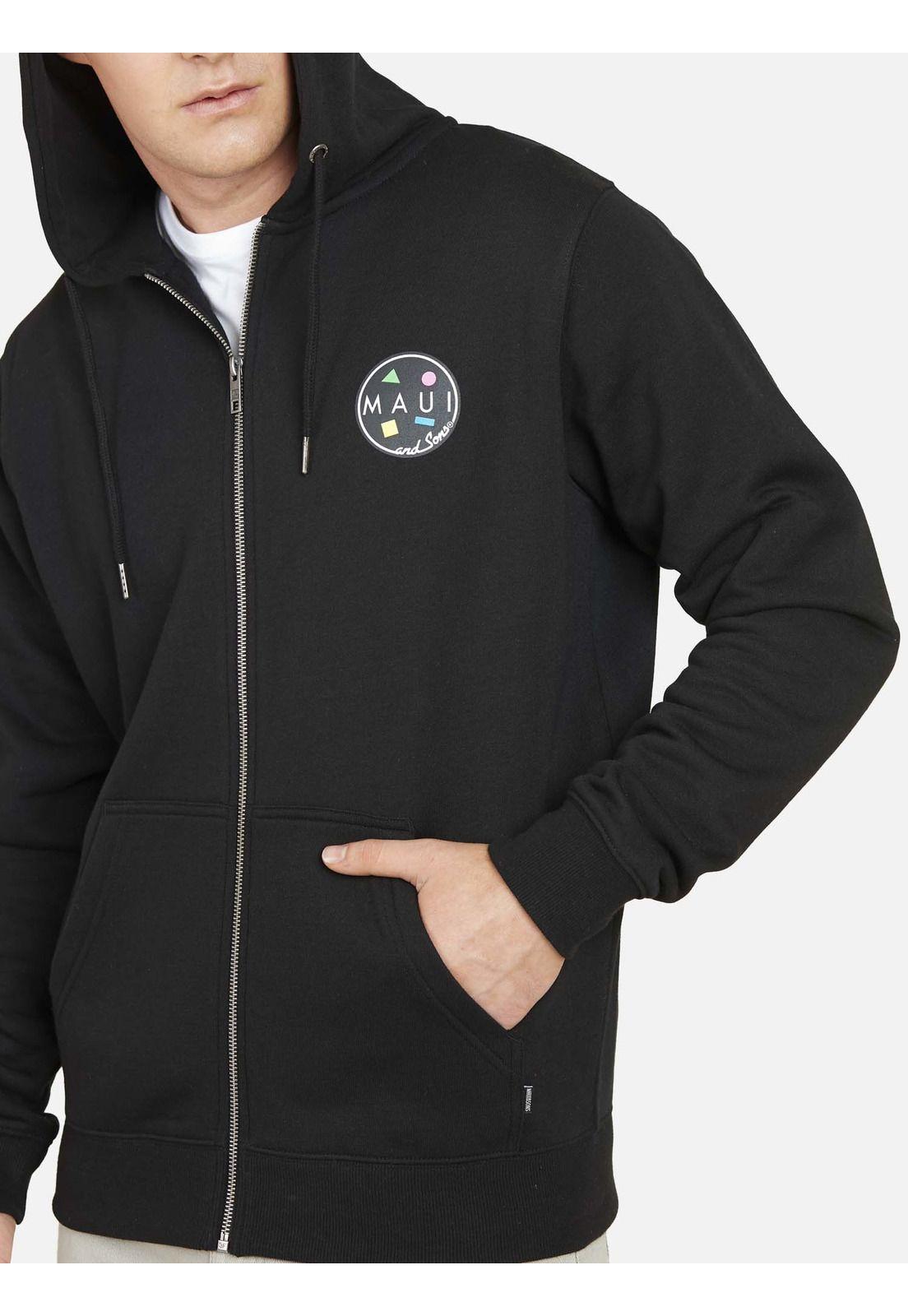Poleron Fullzipper COOKIE Hombre Negro Maui and Sons-2
