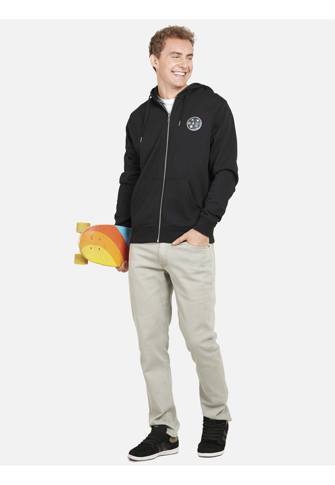 Poleron Fullzipper COOKIE Hombre Negro Maui and Sons-3