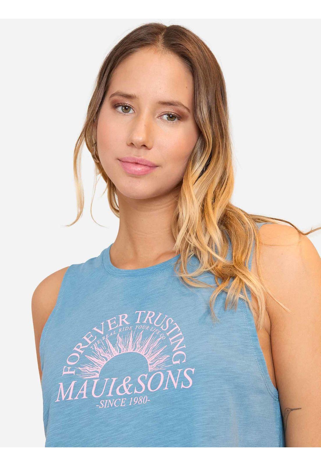 Polera MC Forever Trusting Celeste Mujer Maui And Sons-3