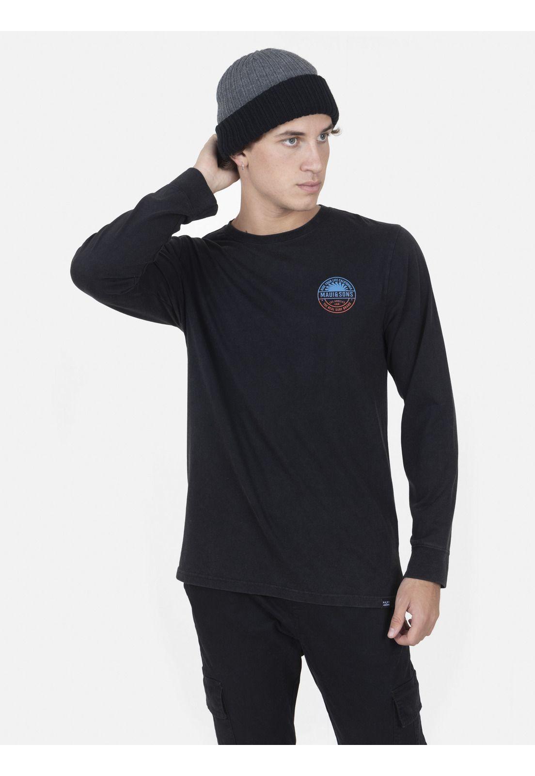 Polera Hombre MID SUN LS TEE Negro Maui and Sons-0