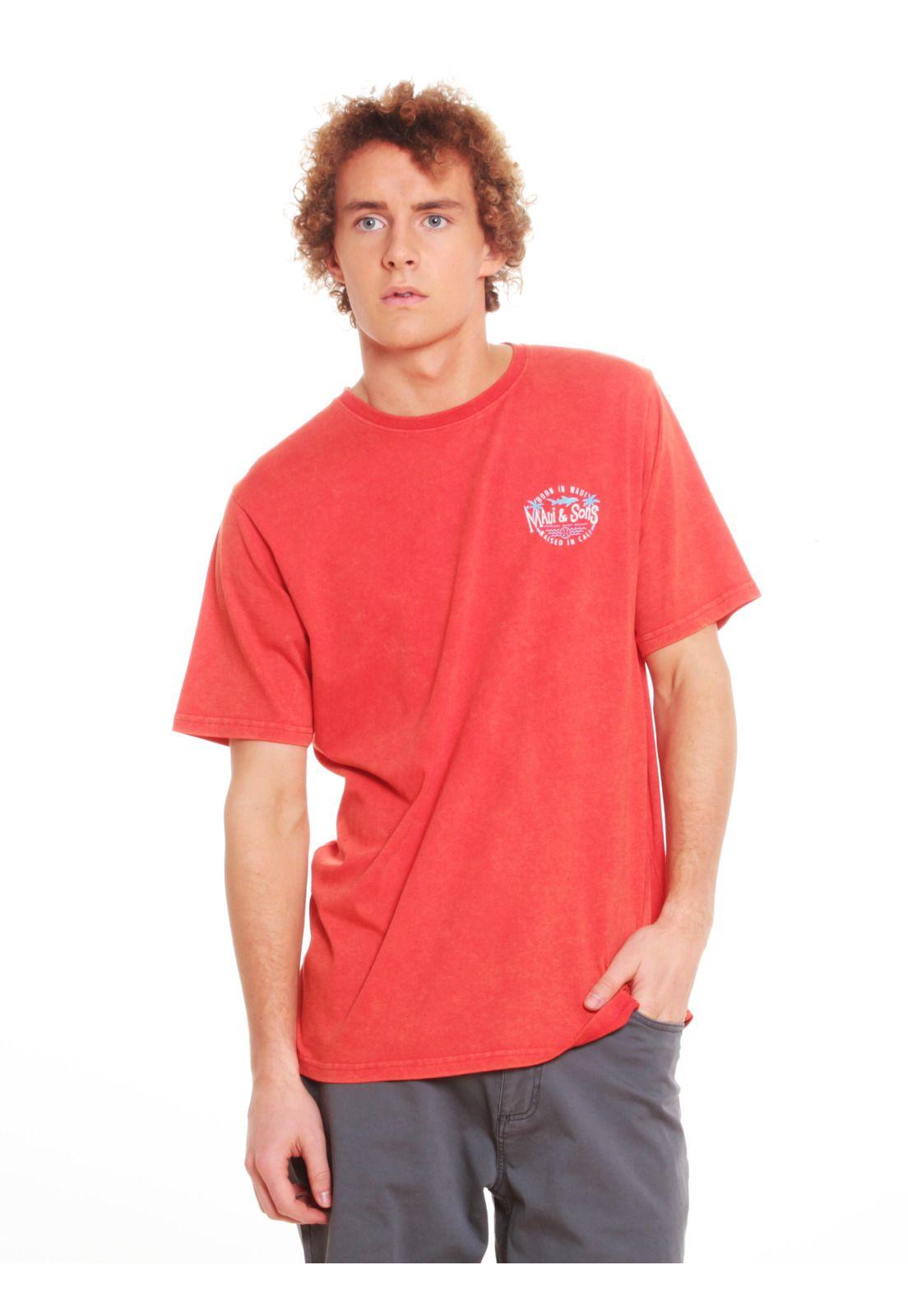Polera M/C Hombre 5P226-MV20 Rojo Maui and Sons-0