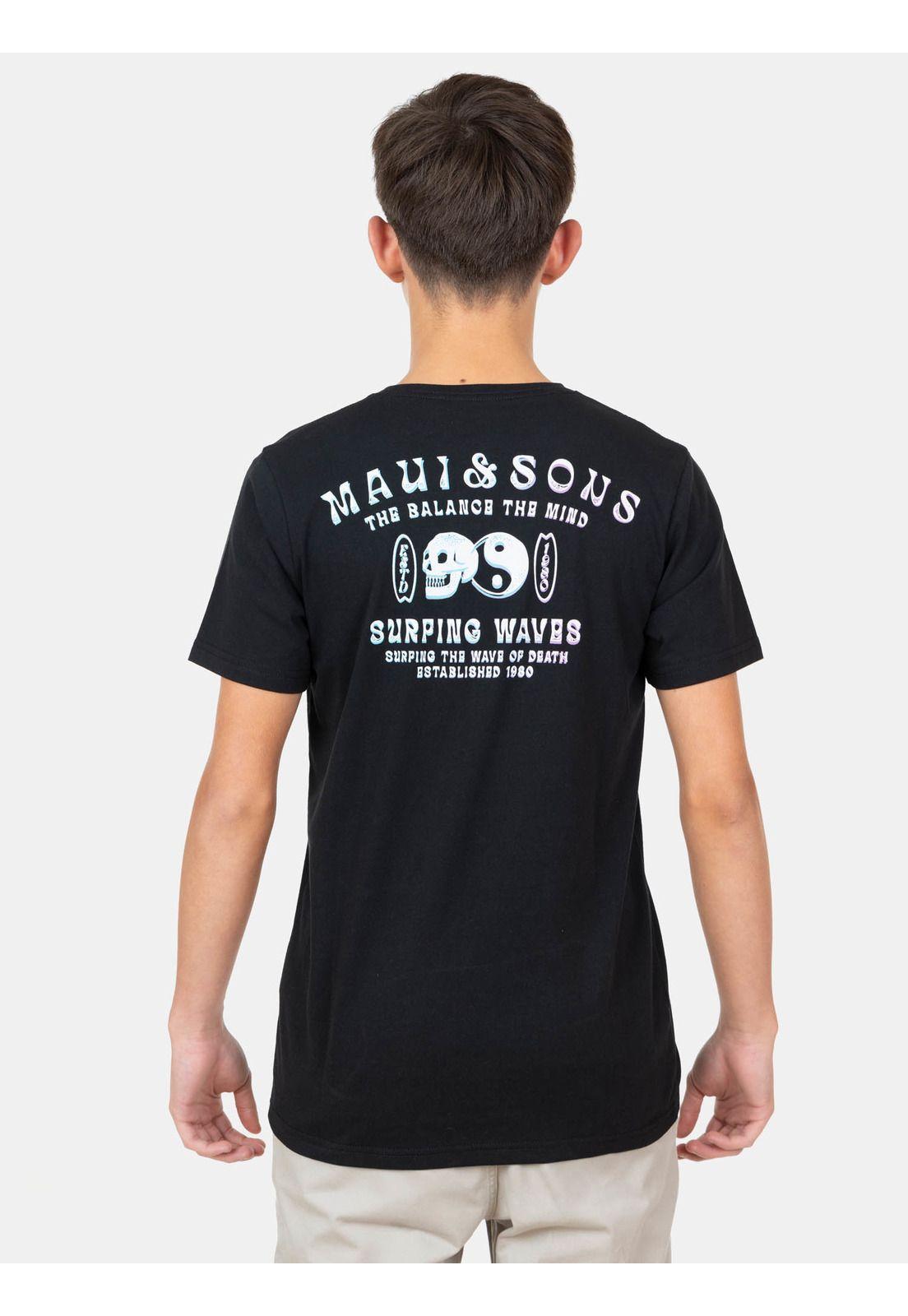 Polera MC Surfing Waves Tees Negro Infantil Maui And Sons-1