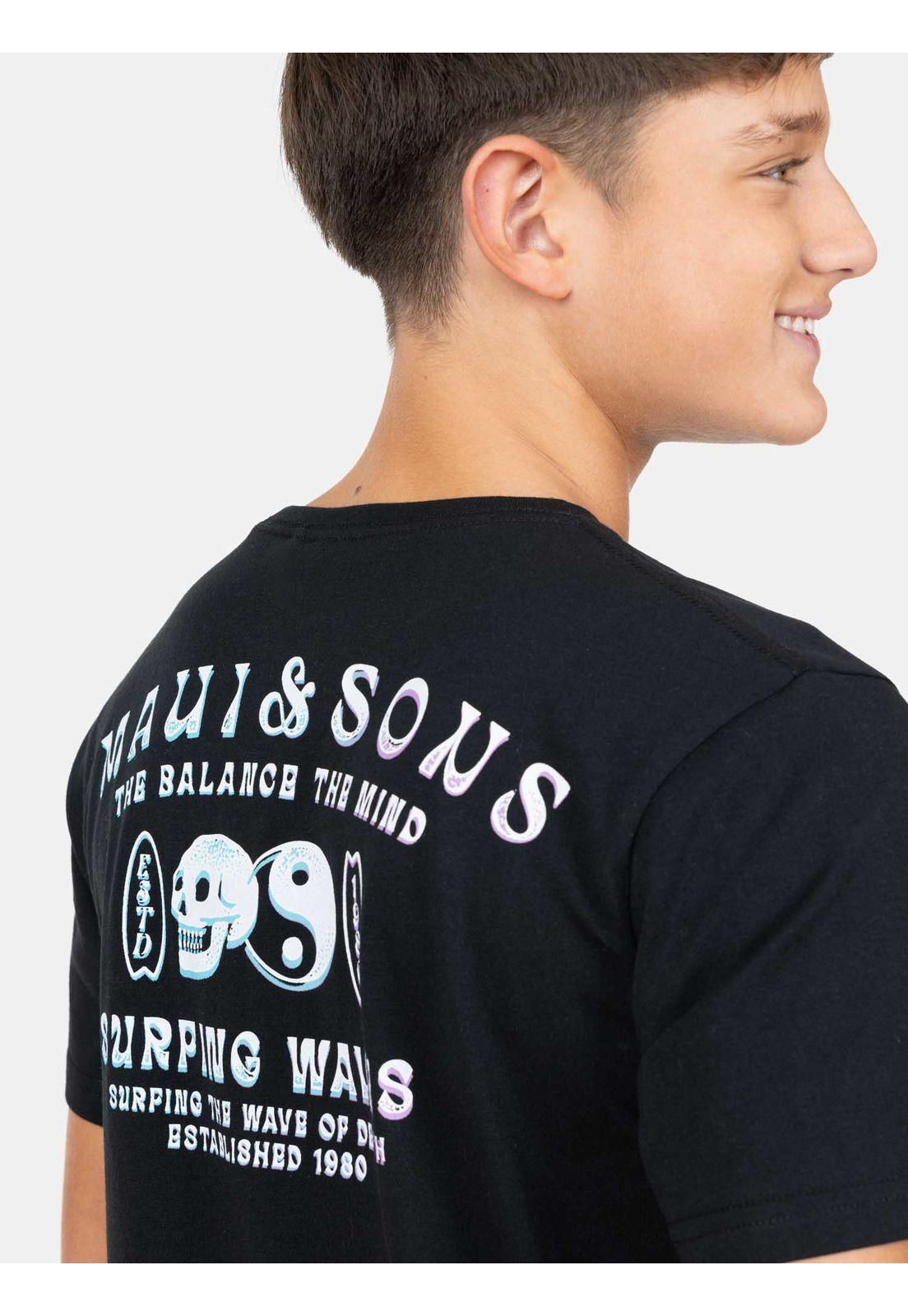 Polera MC Surfing Waves Tees Negro Infantil Maui And Sons-2