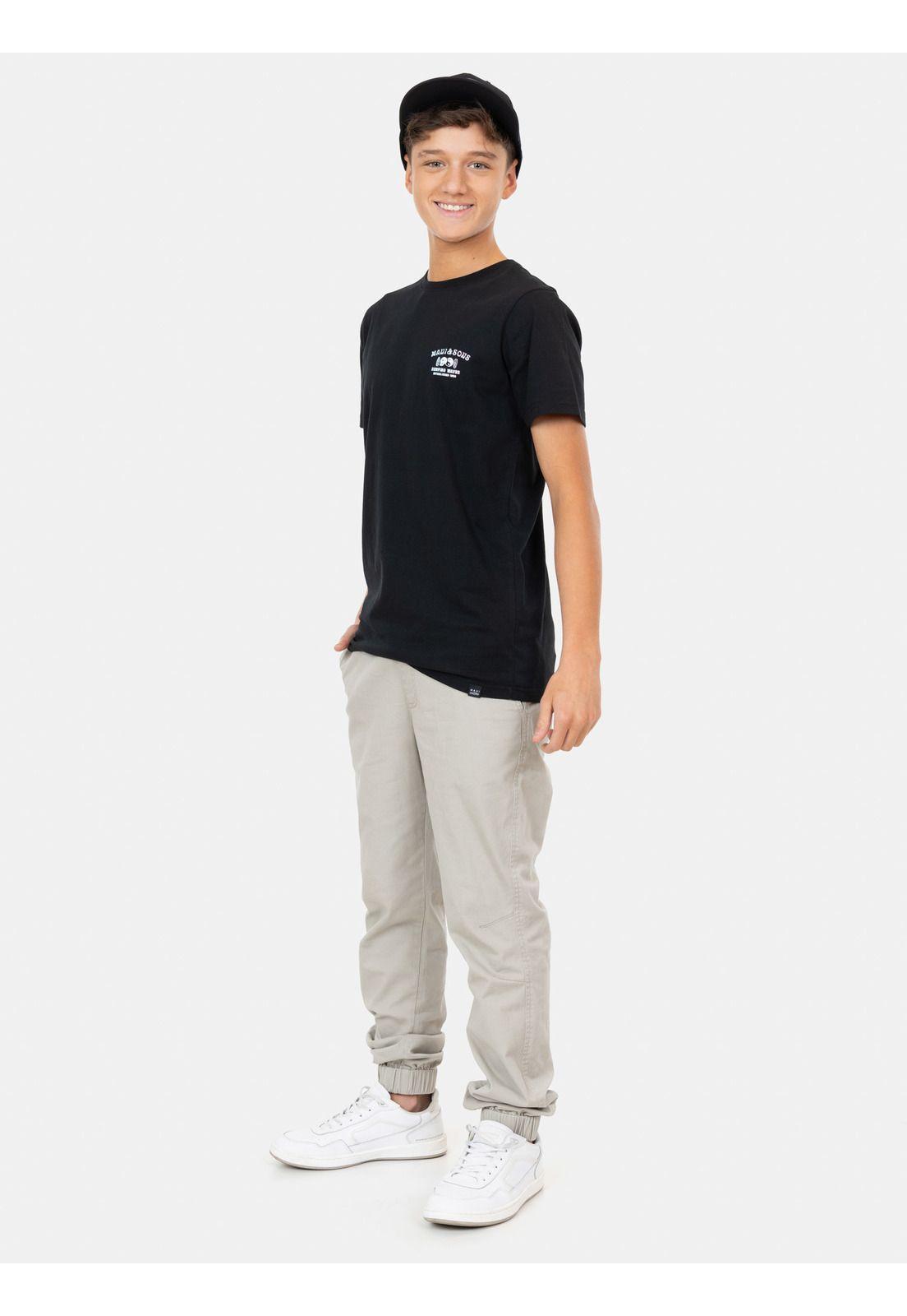 Polera MC Surfing Waves Tees Negro Infantil Maui And Sons-3