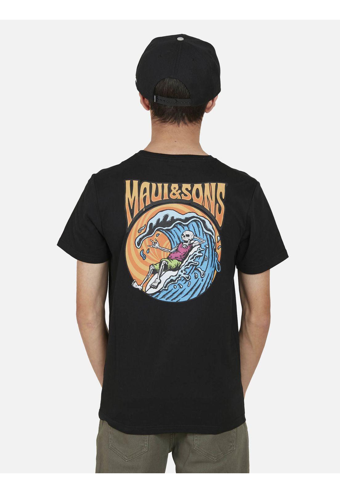Polera OLD SHARK Juvenil Negro Maui and Sons-1