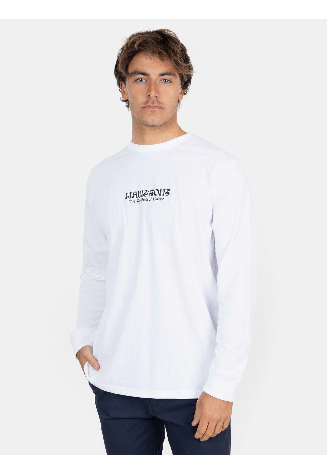 Polera ML Tiki Tribe Hombre Blanco Maui And Sons-0
