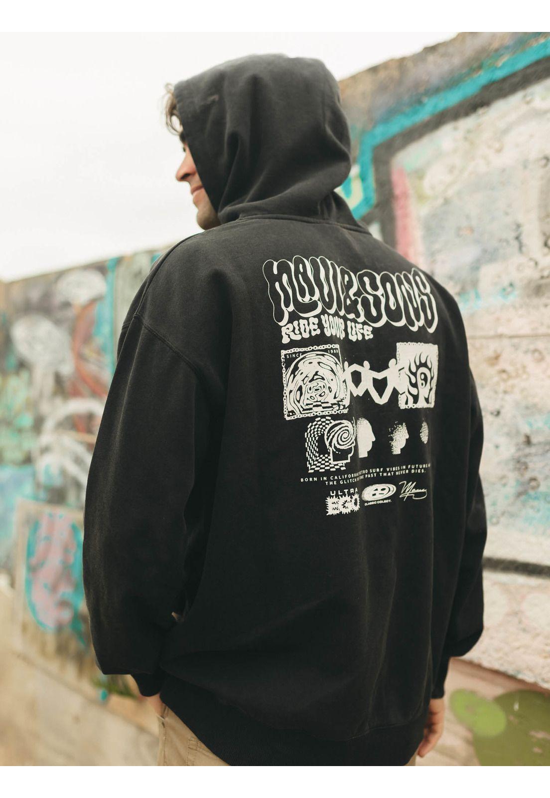 Poleron Canguro Ultra Ego Negro Hombre Maui And Sons-1