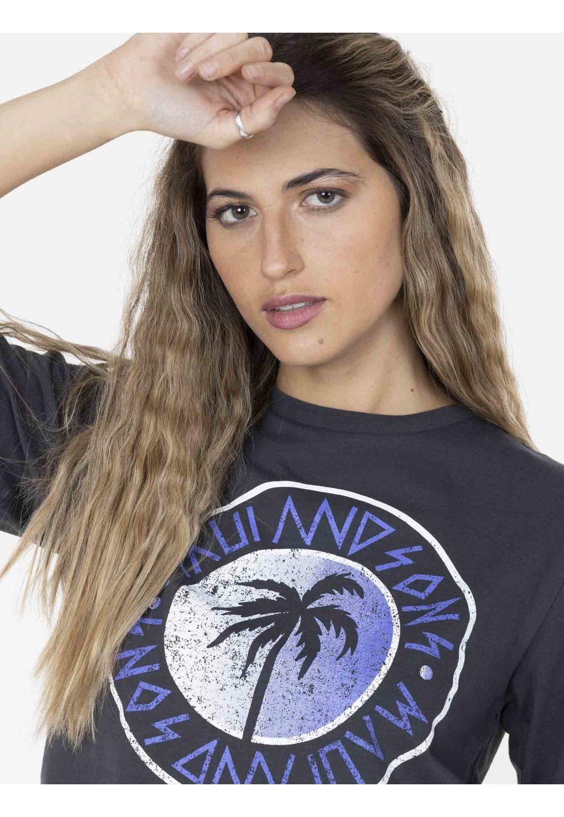 Polera GRADIENT PALM Mujer Gris Oscuro Maui and Sons-2