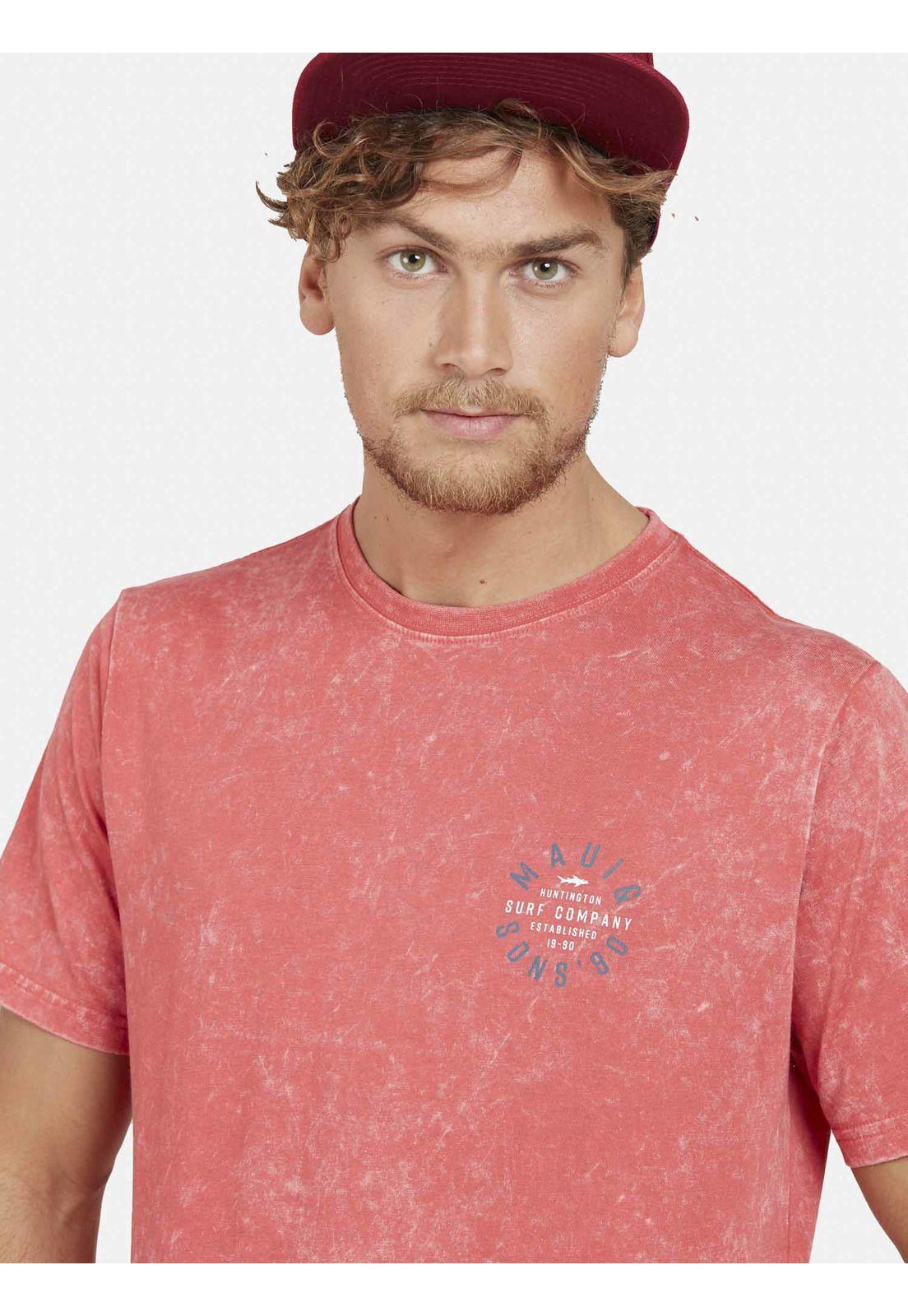 Polera RETRO STAMP DYE Hombre Rosado Maui and Sons-2