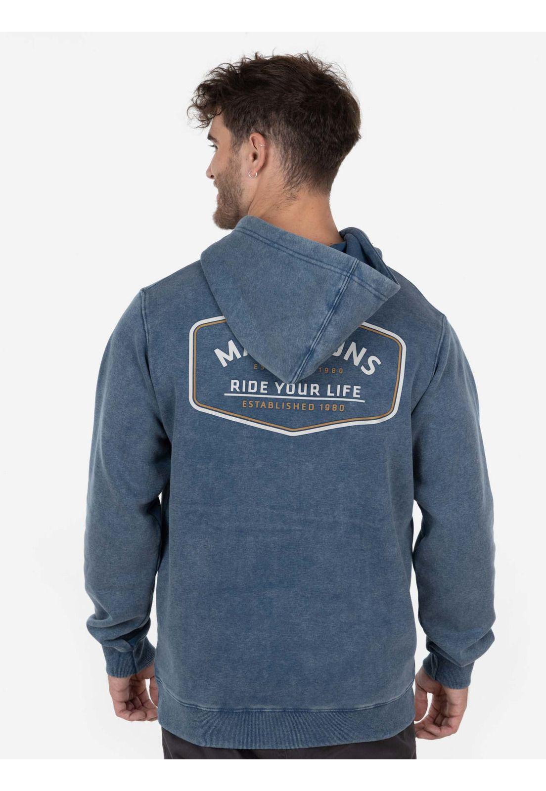 Poleron ESTABLISHED HOODIE Hombre Azul Maui and Sons-1