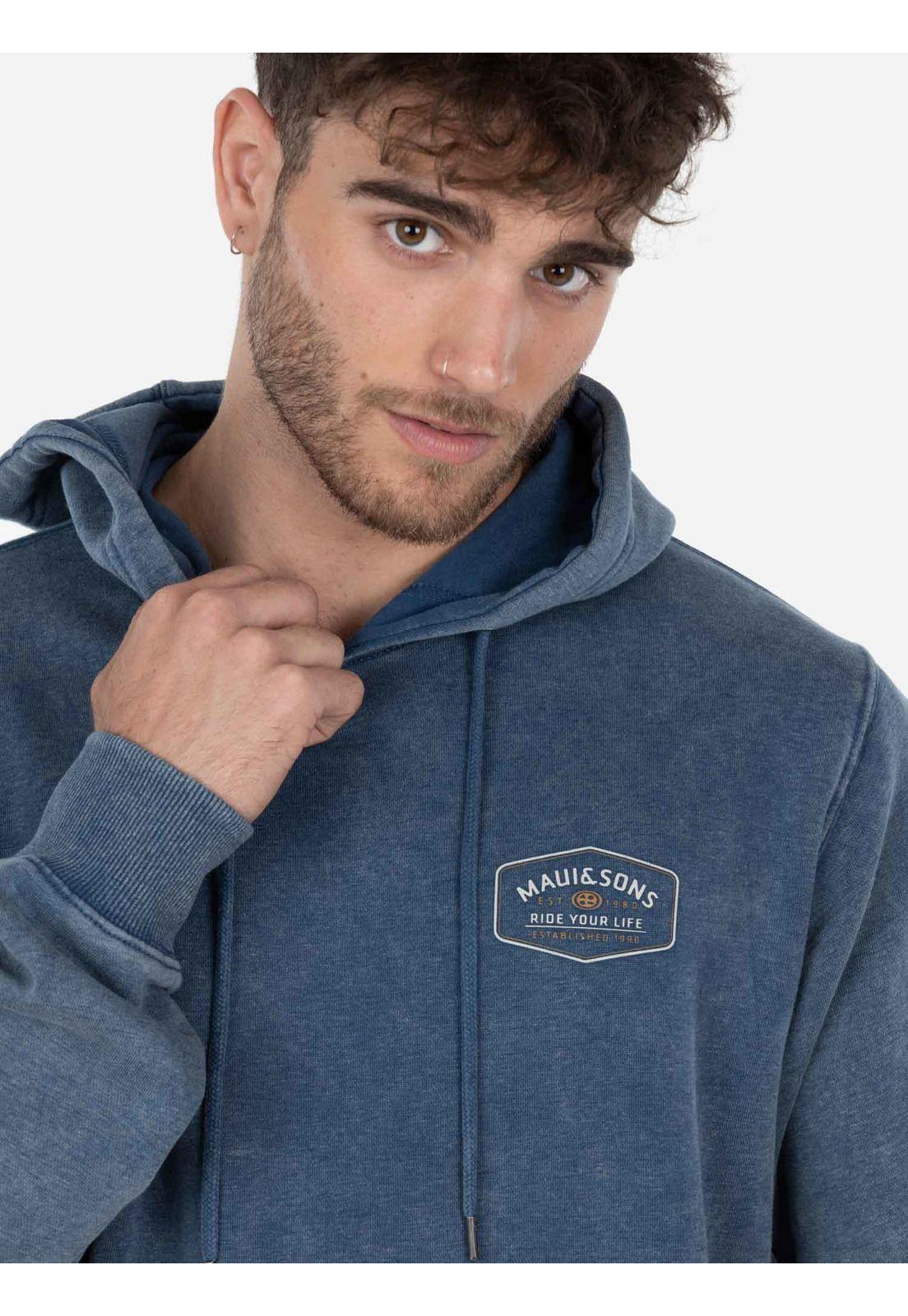 Poleron ESTABLISHED HOODIE Hombre Azul Maui and Sons-3