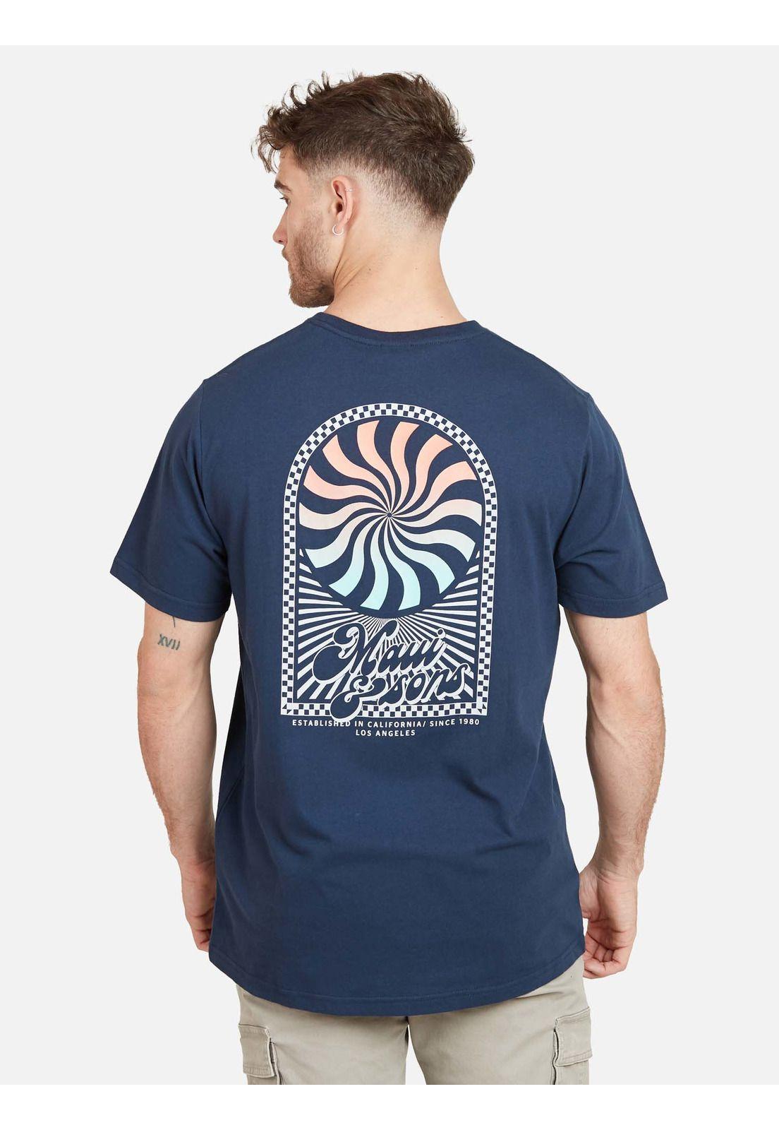 Polera ESTABLISHED 1980 SS TEE Hombre Azul Maui & Sons-1