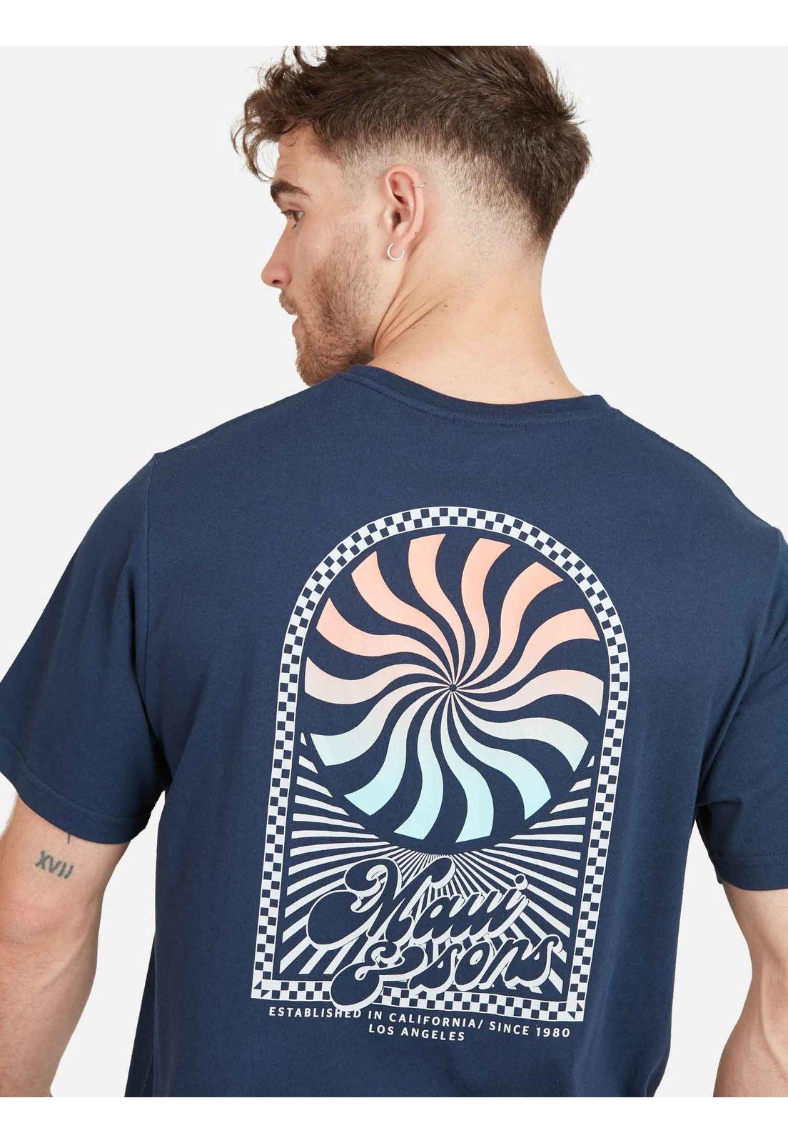 Polera ESTABLISHED 1980 SS TEE Hombre Azul Maui & Sons-3