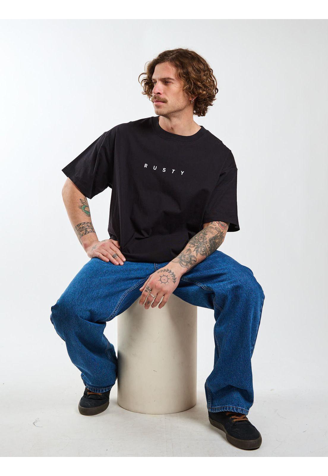Polera Oversize R Microbes Negro Hombre Rusty-6