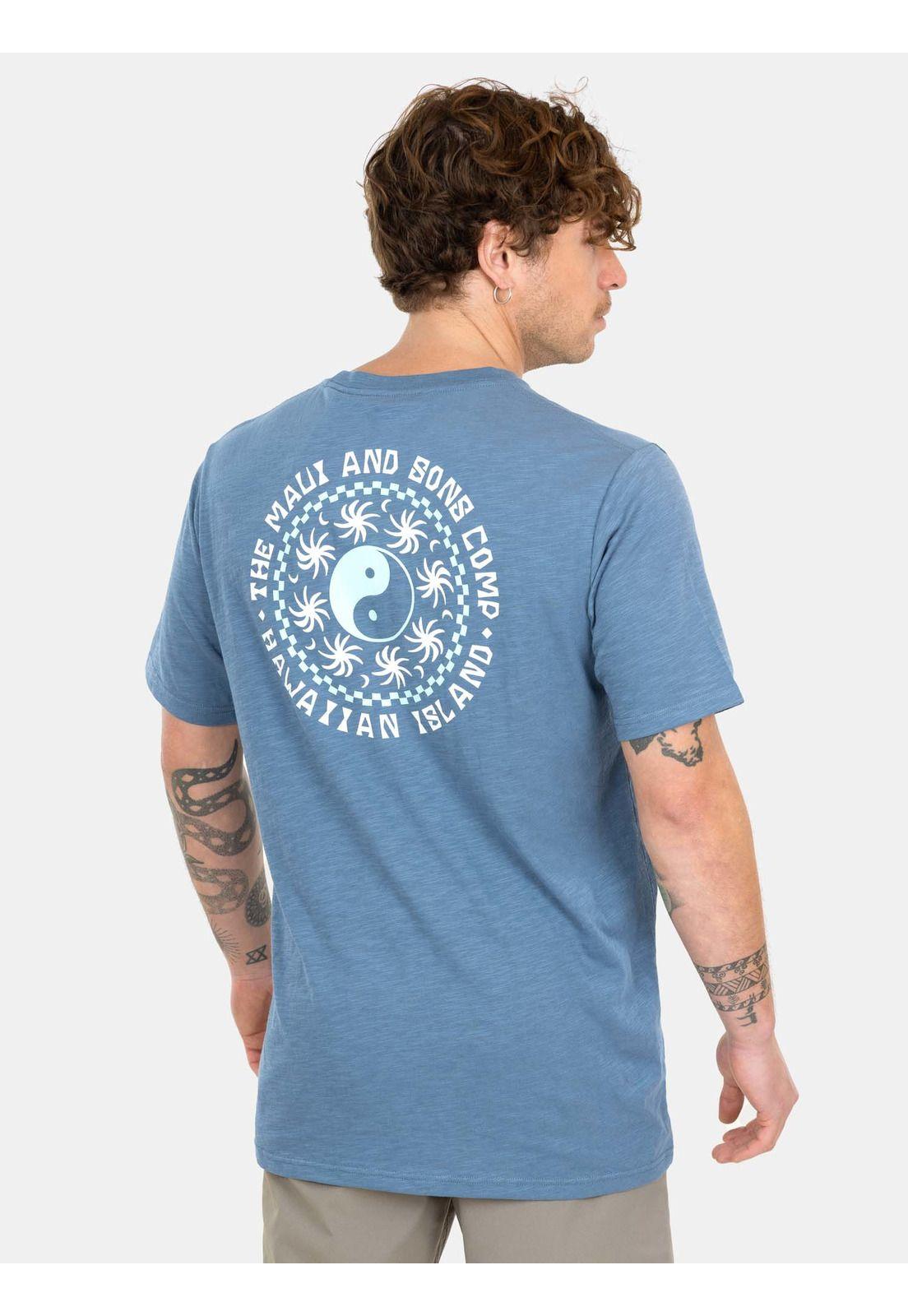 Polera MC Hawaiian Island Azul Hombre Maui And Sons-1