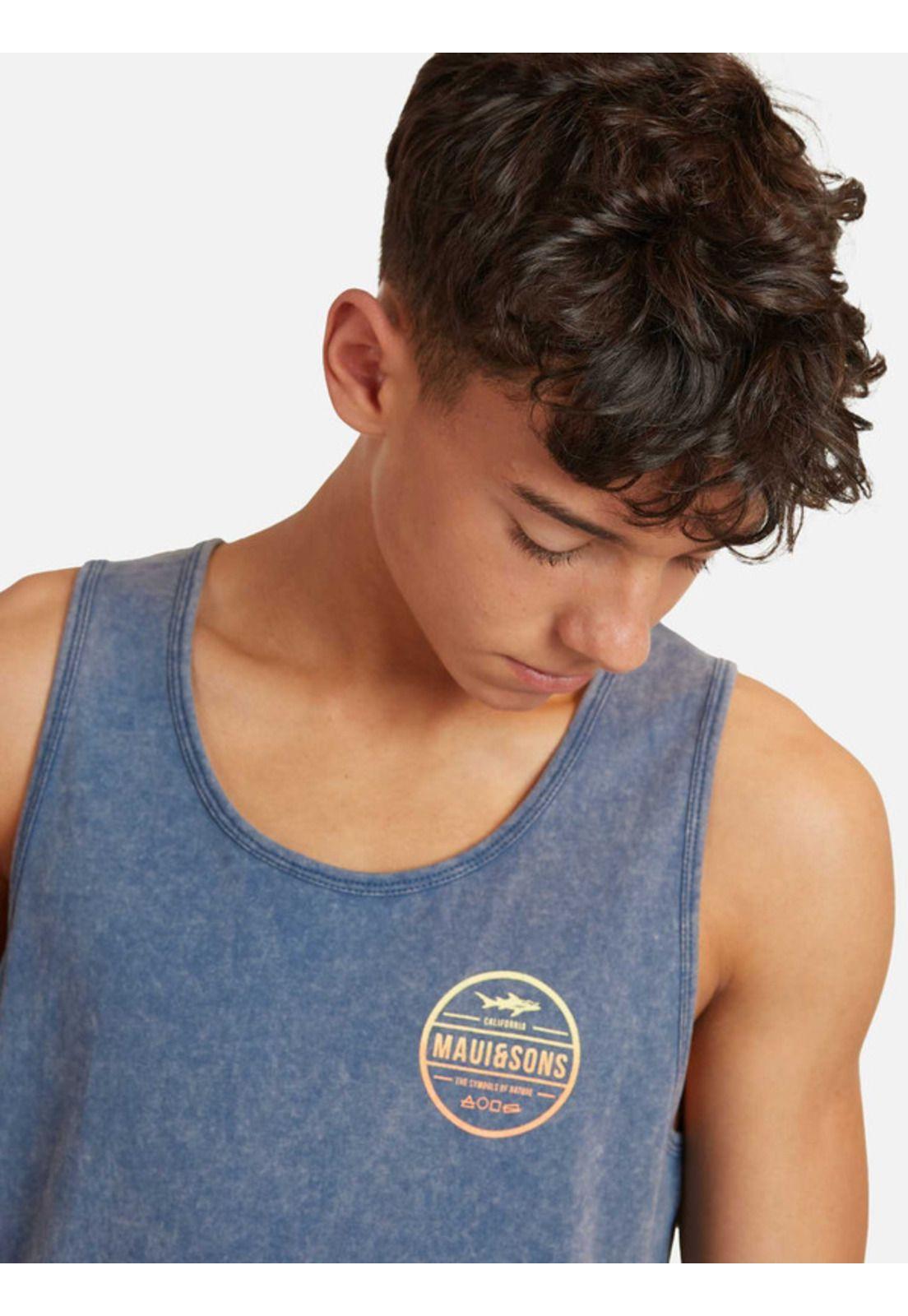 Polera Symbols Of Nature Tanks Juvenil Hombre Azul Maui And Sons-2