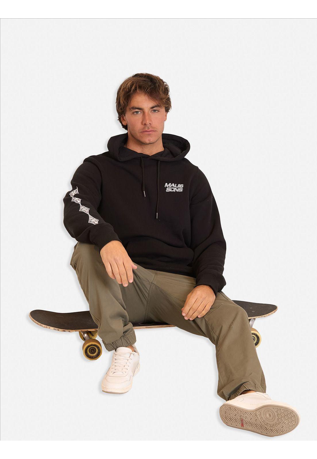 Poleron Canguro Oddy Negro Hombre Maui and Sons-2