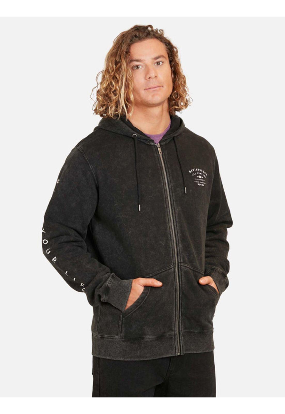 Poleron Surfxskate Hombre Negro Maui And Sons-0
