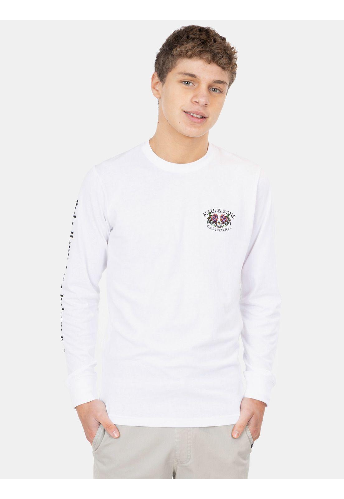 Polera ML Skull Blanco Infantil Maui And Sons-0