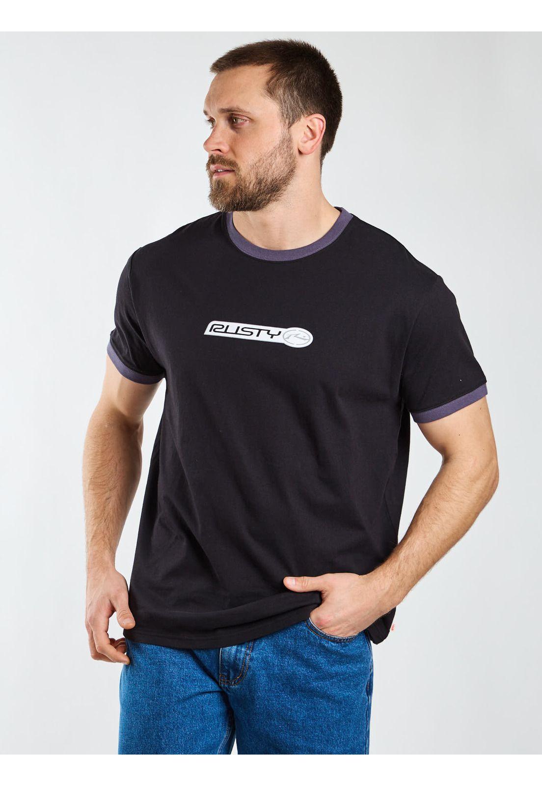 Polera MC Whitewash Negro Hombre Rusty-5