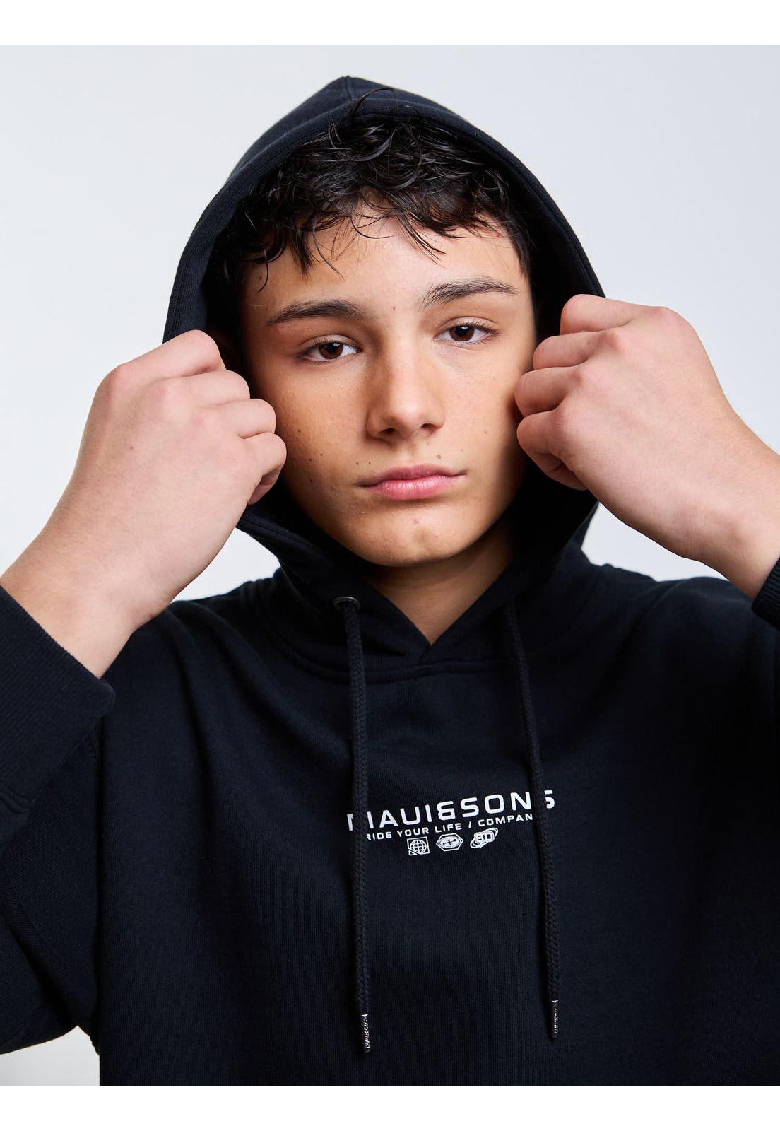 Poleron Canguro Summit Negro Infantil Maui And Sons-3