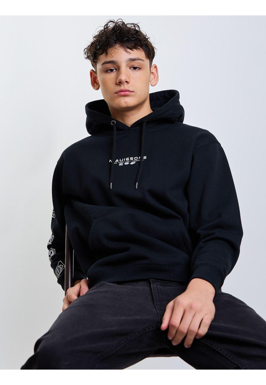 Poleron Canguro Summit Negro Infantil Maui And Sons-6