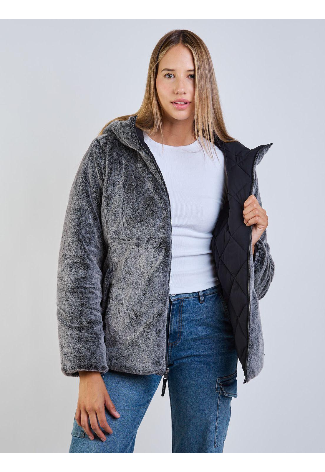 Parka Reversible Pale Peach Negro Mujer Maui And Sons-6