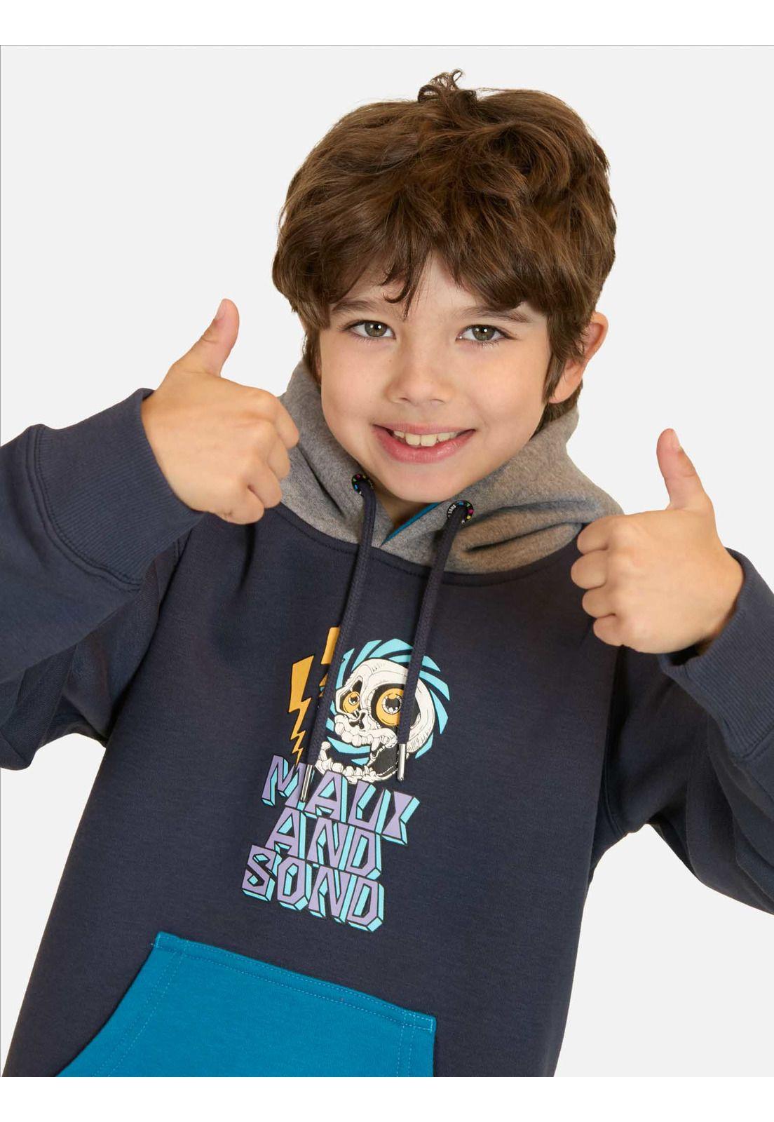Poleron Canguro Shore Azul Infantil Maui And Sons-2
