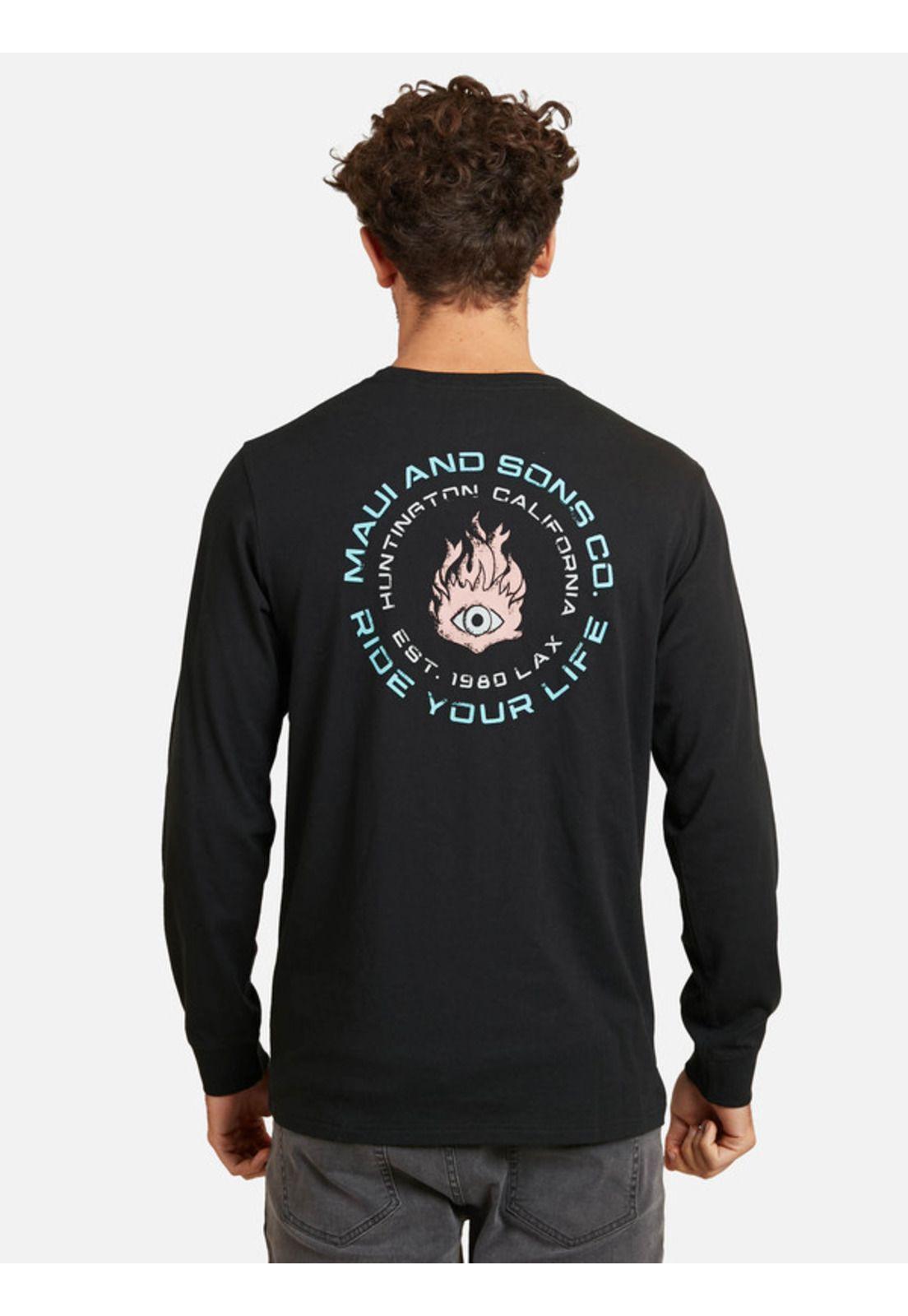 Polera Beach Campfire Hombre Negro Maui And Sons-1
