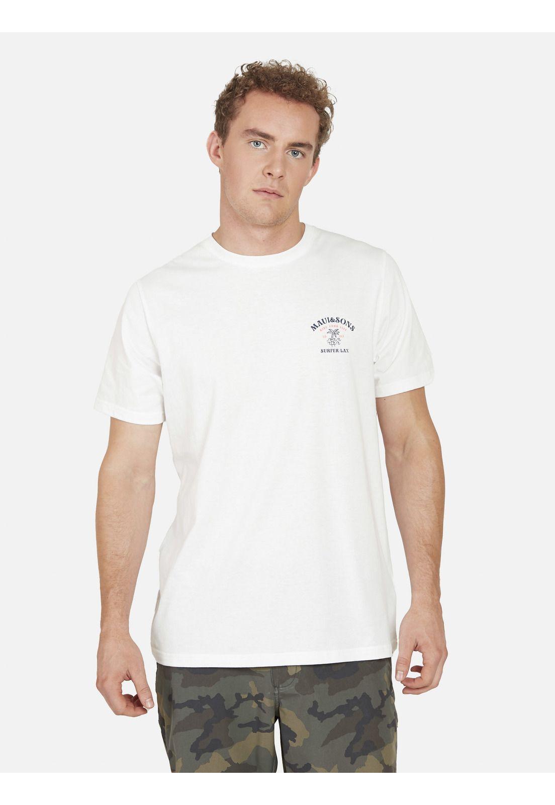 Polera SNAKE & PALM Hombre Blanco Maui and Sons-0