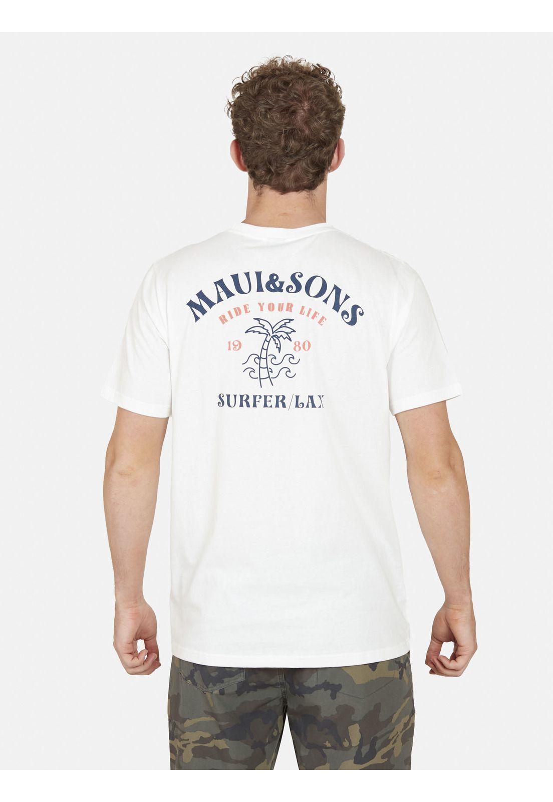 Polera SNAKE & PALM Hombre Blanco Maui and Sons-1