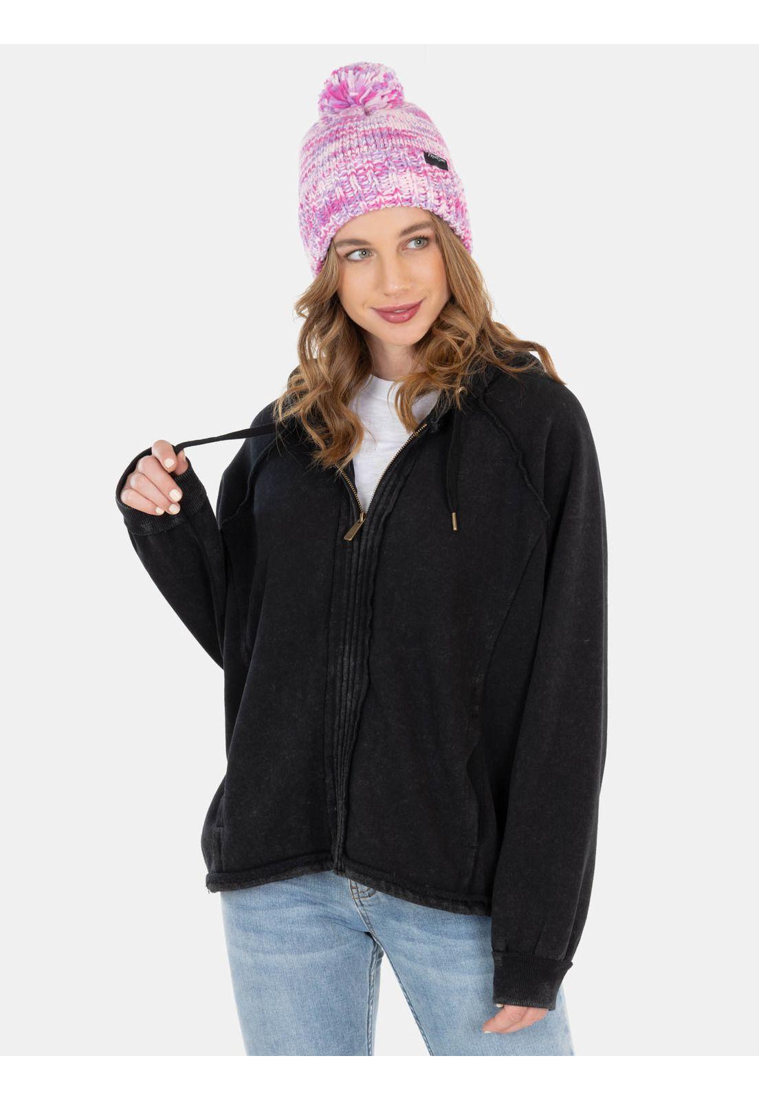 Poleron Euphoria Fz Negro Mujer Maui And Sons-0