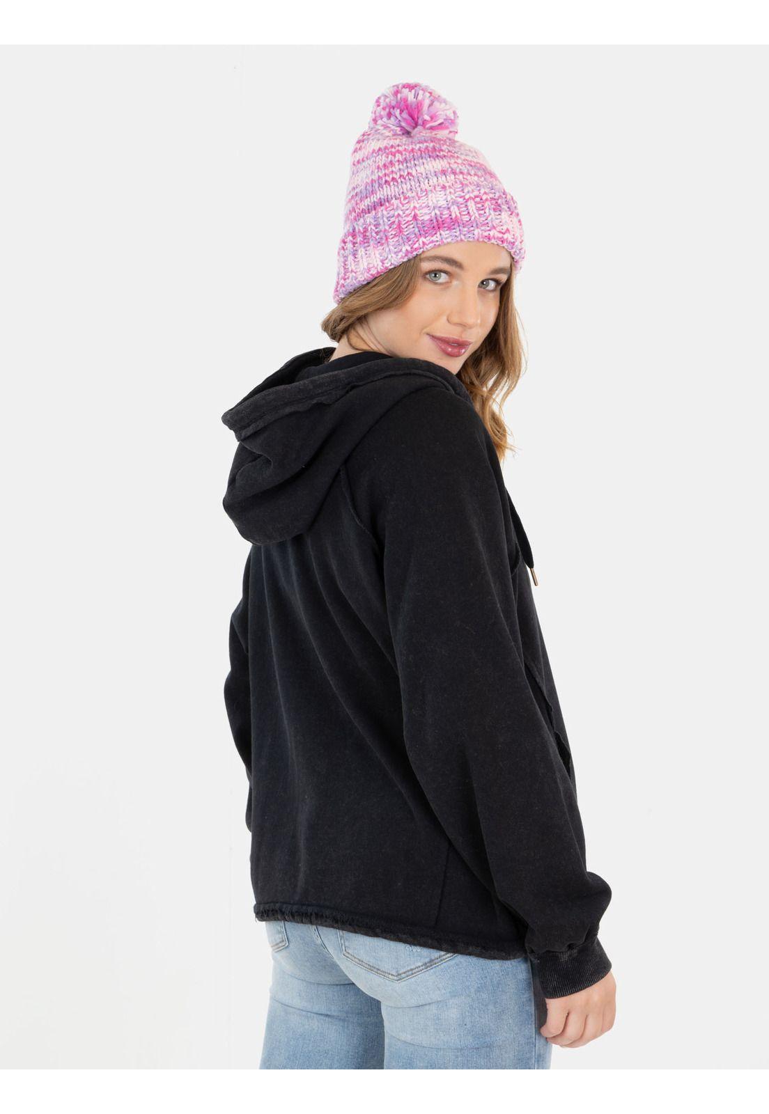 Poleron Euphoria Fz Negro Mujer Maui And Sons-1