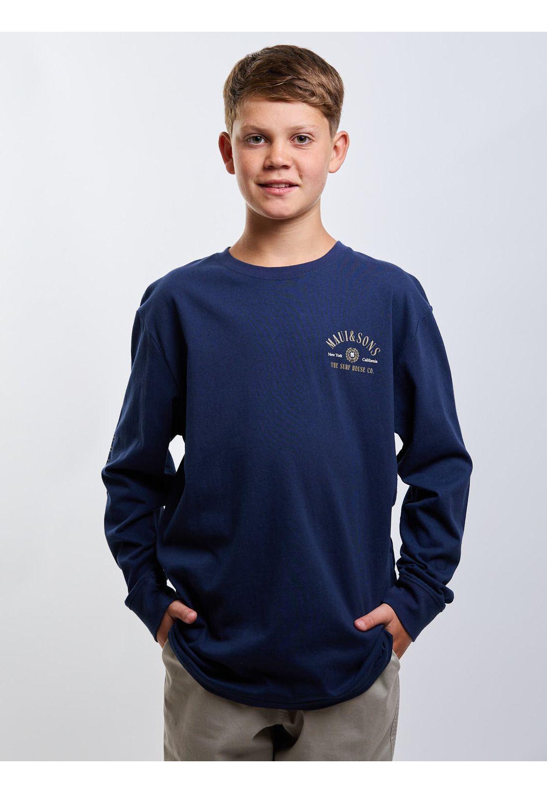 Polera ML Aloha Azul Infantil Maui And Sons-0