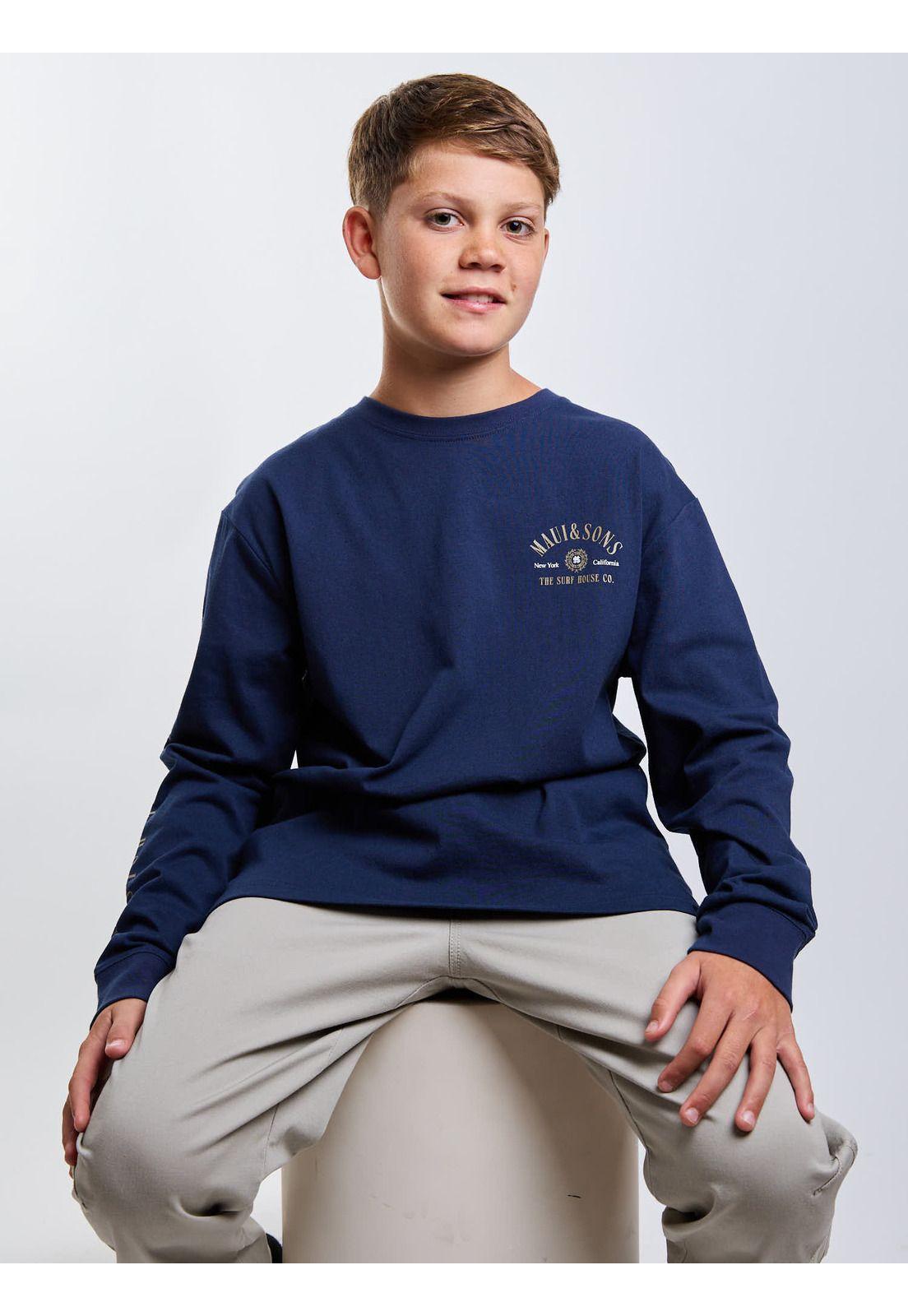 Polera ML Aloha Azul Infantil Maui And Sons-6