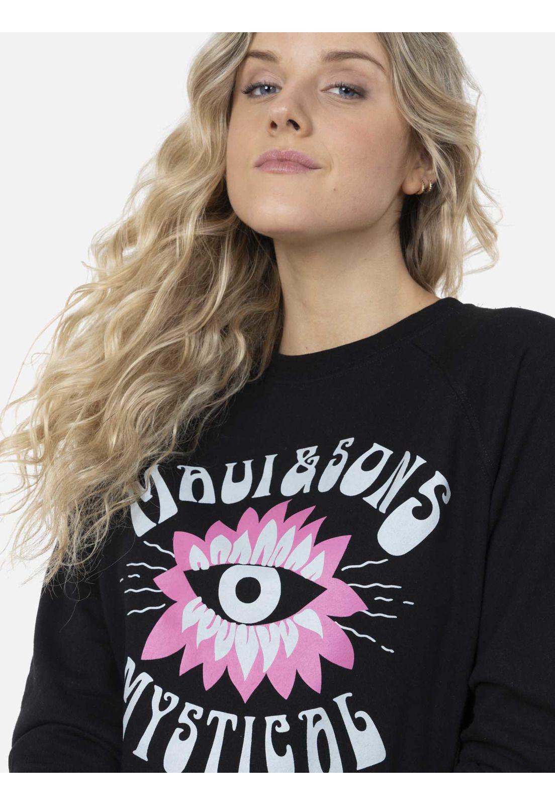Poleron MYSTICAL EYE CREW Mujer Negro Maui and Sons-2