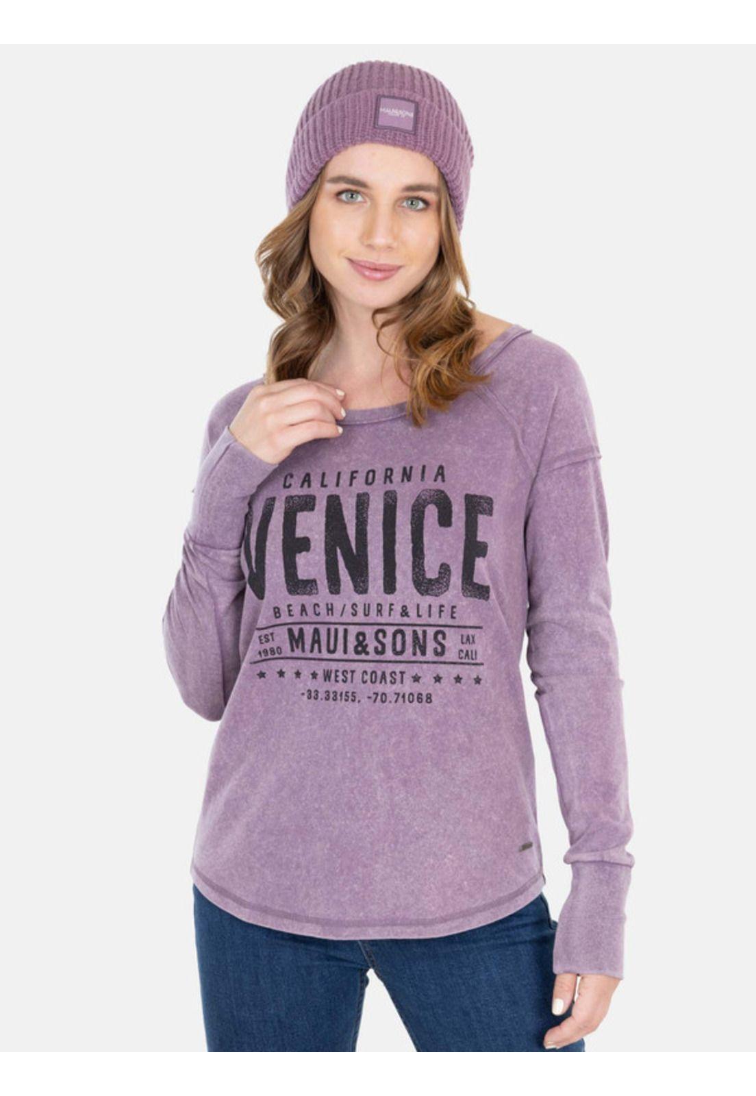 Polera Venice Beach T-Shirt Morado Mujer Maui And Sons-0