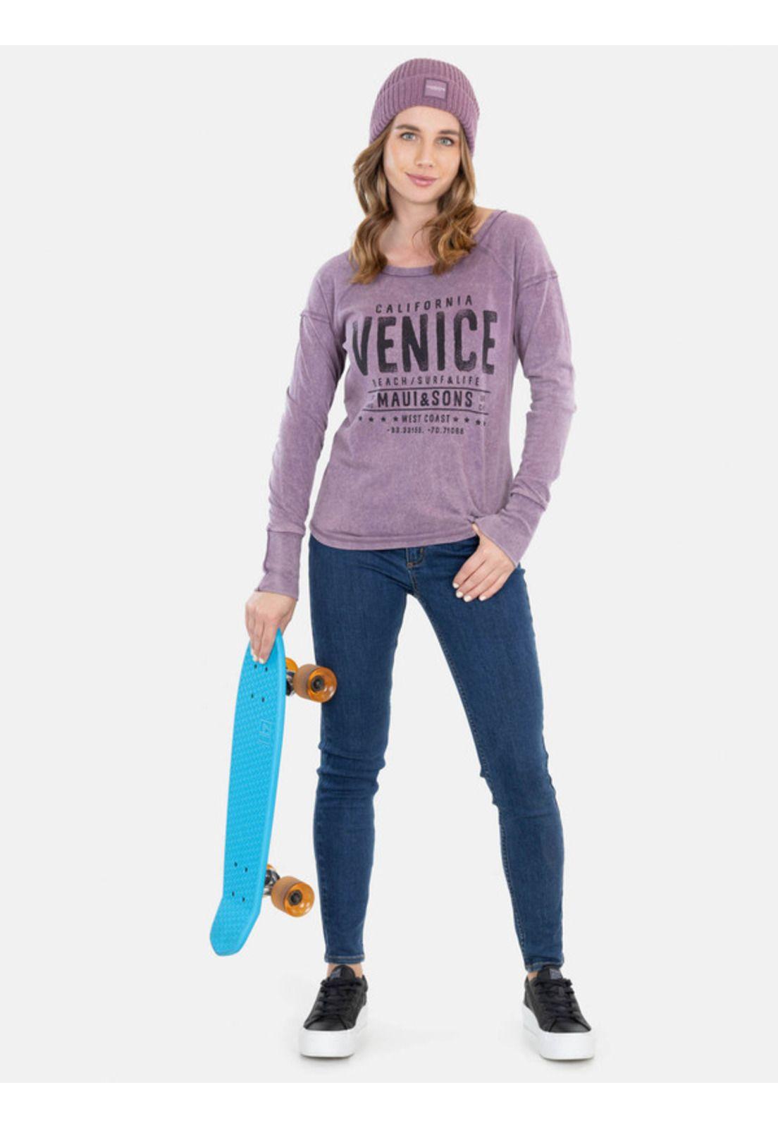 Polera Venice Beach T-Shirt Morado Mujer Maui And Sons-3