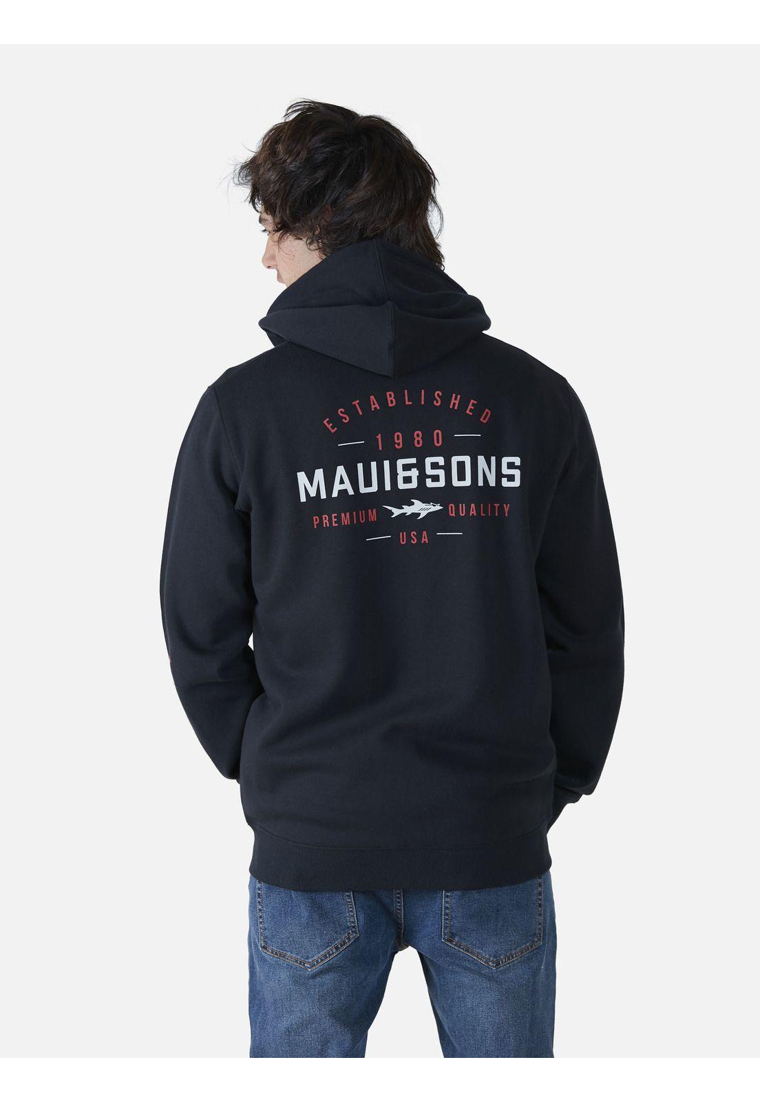 Poleron Fullzipper Hombre Negro 5O708-MV22 Maui & Sons-1