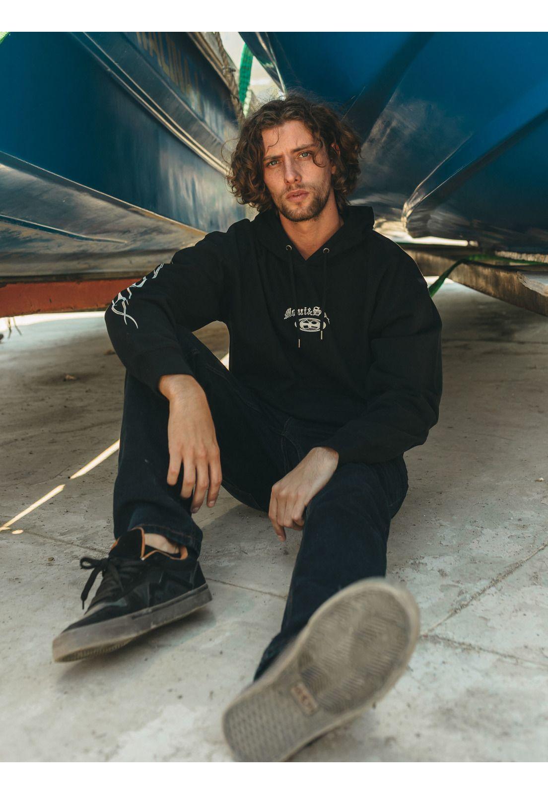 Poleron Canguro Riptal Negro Hombre Maui And Sons-1