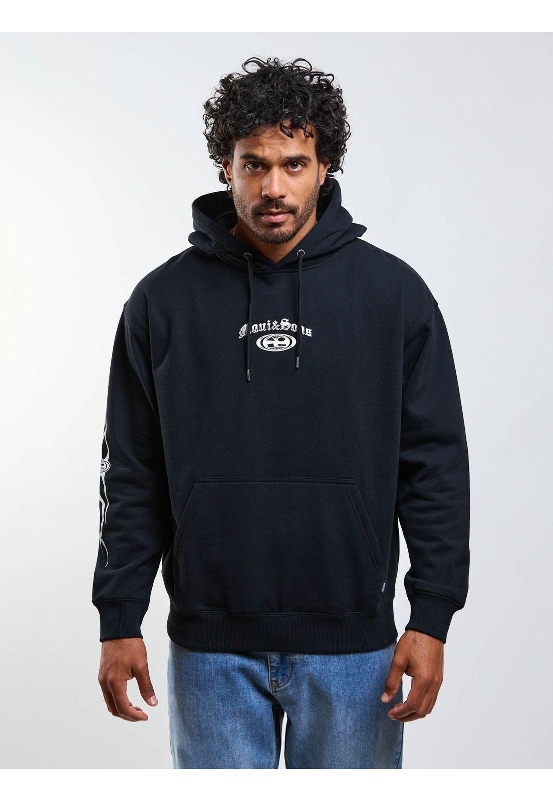 Poleron Canguro Riptal Negro Hombre Maui And Sons-3