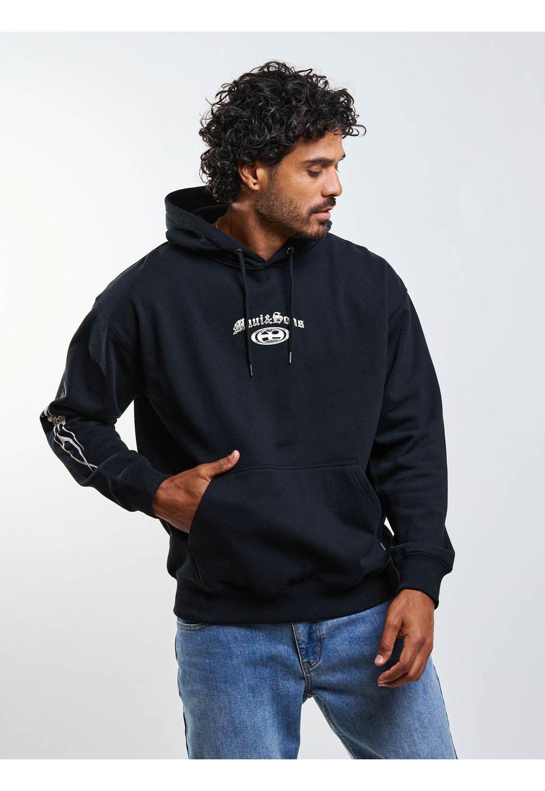 Poleron Canguro Riptal Negro Hombre Maui And Sons-7