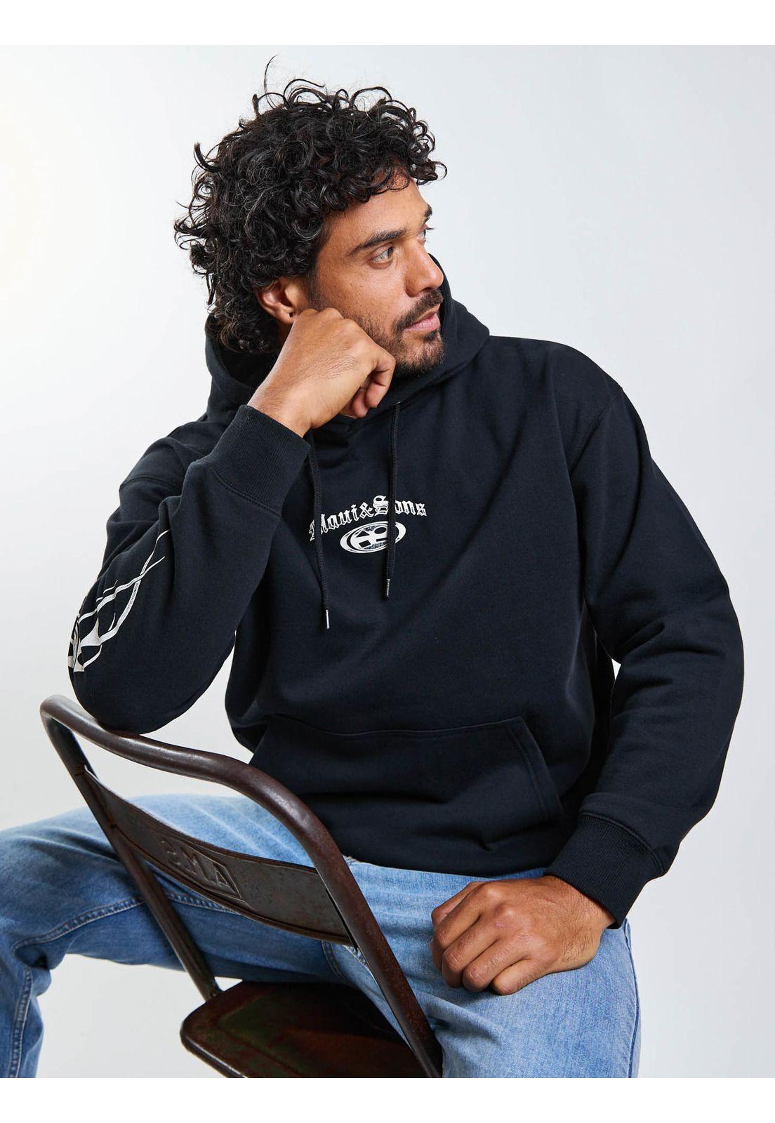 Poleron Canguro Riptal Negro Hombre Maui And Sons-8