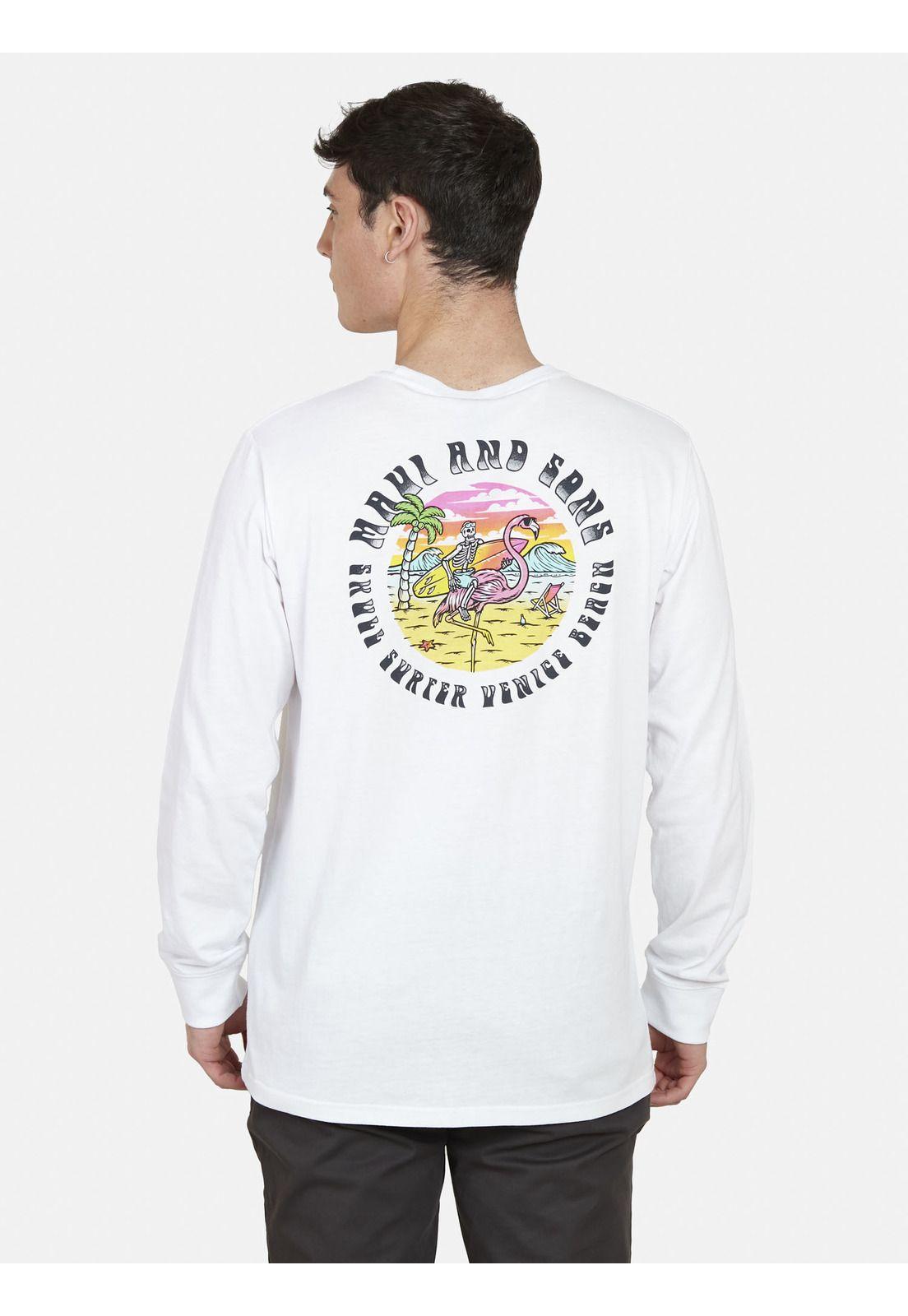 Polera FLAMINGO /SKULL SS TEE Hombre Blanco Maui and Sons-0