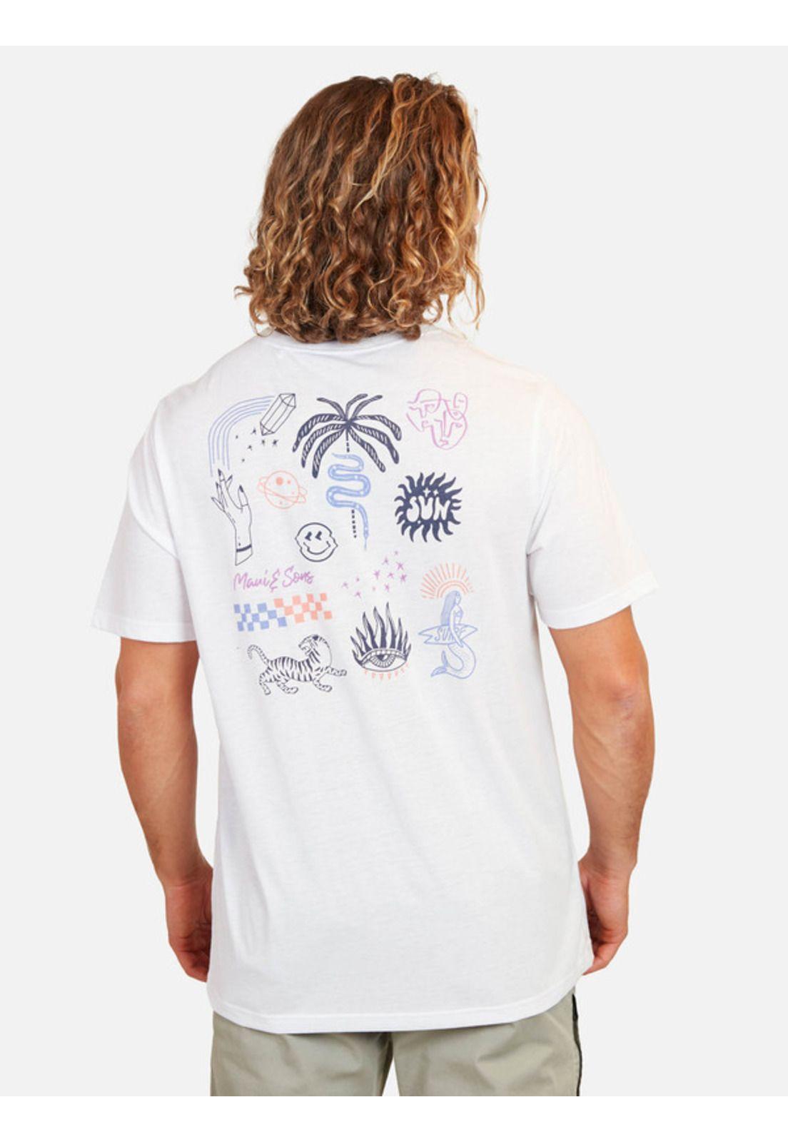 Polera Palmstrology Ss Tee Hombre Blanco Maui And Sons-1